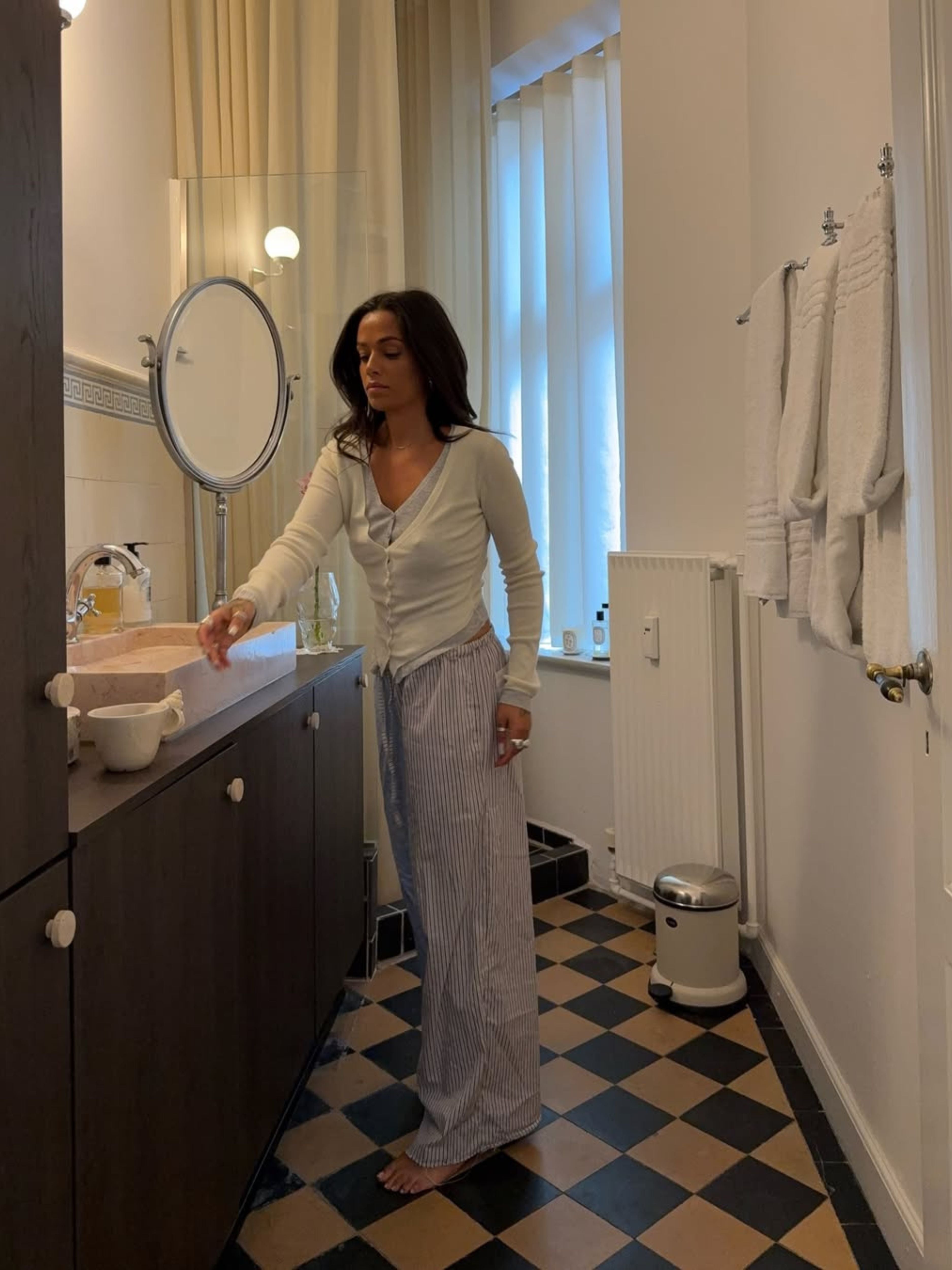 Double Layered Cardigan Grey Off White