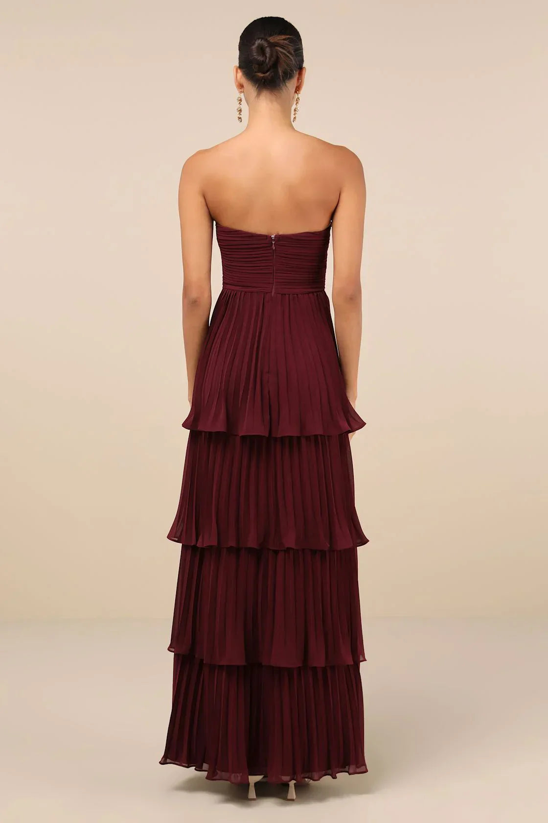 Romance Strapless Pleated Maxi Dress