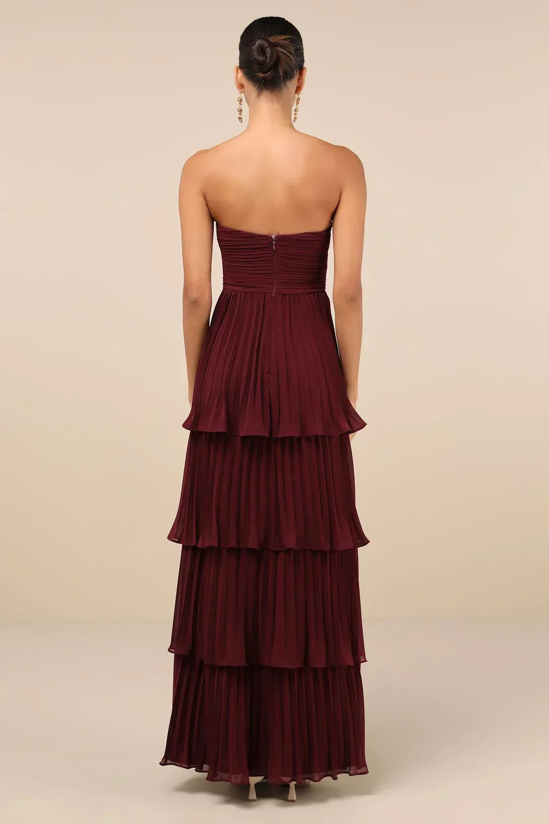 Romance Strapless Pleated Maxi Dress