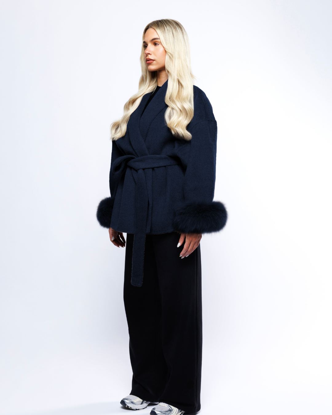 Velvet Blazer with Bow – Blue