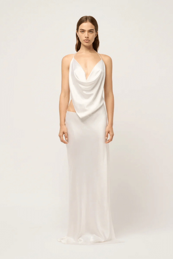 Iced Bias Slip  Maxi Dress White