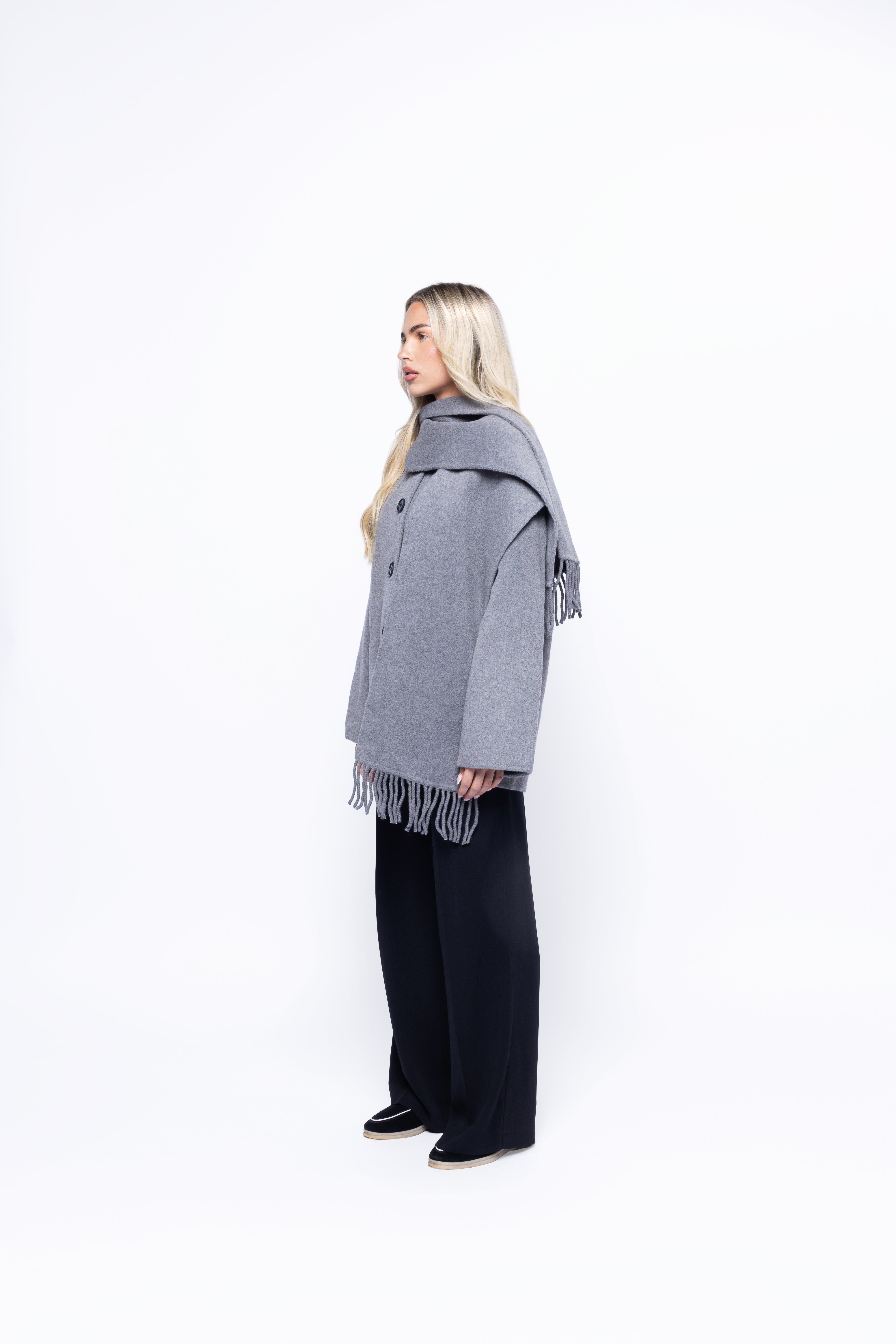 Siena Wool Coat with Scarf Gray