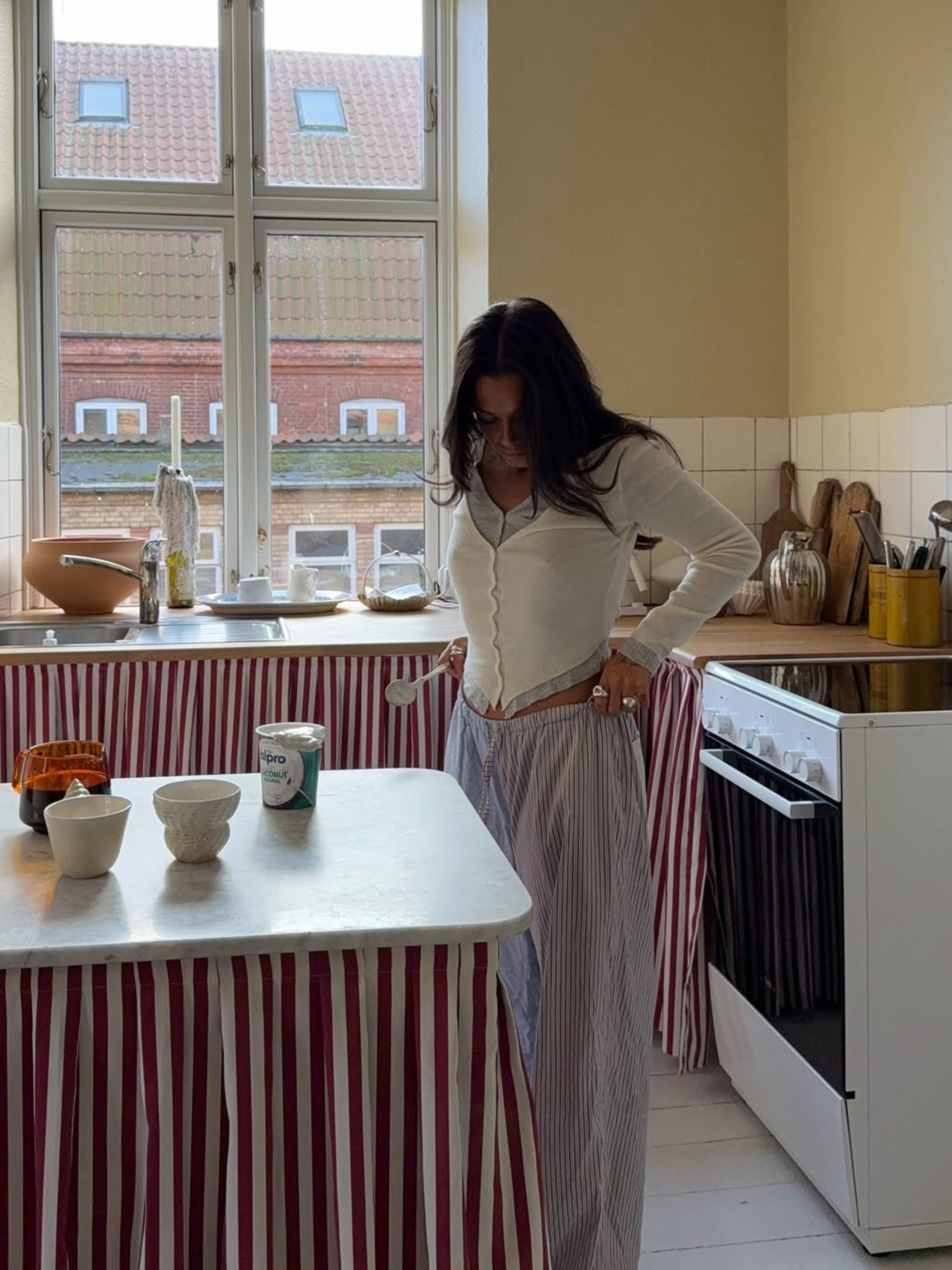 Double Layered Cardigan Grey Off White