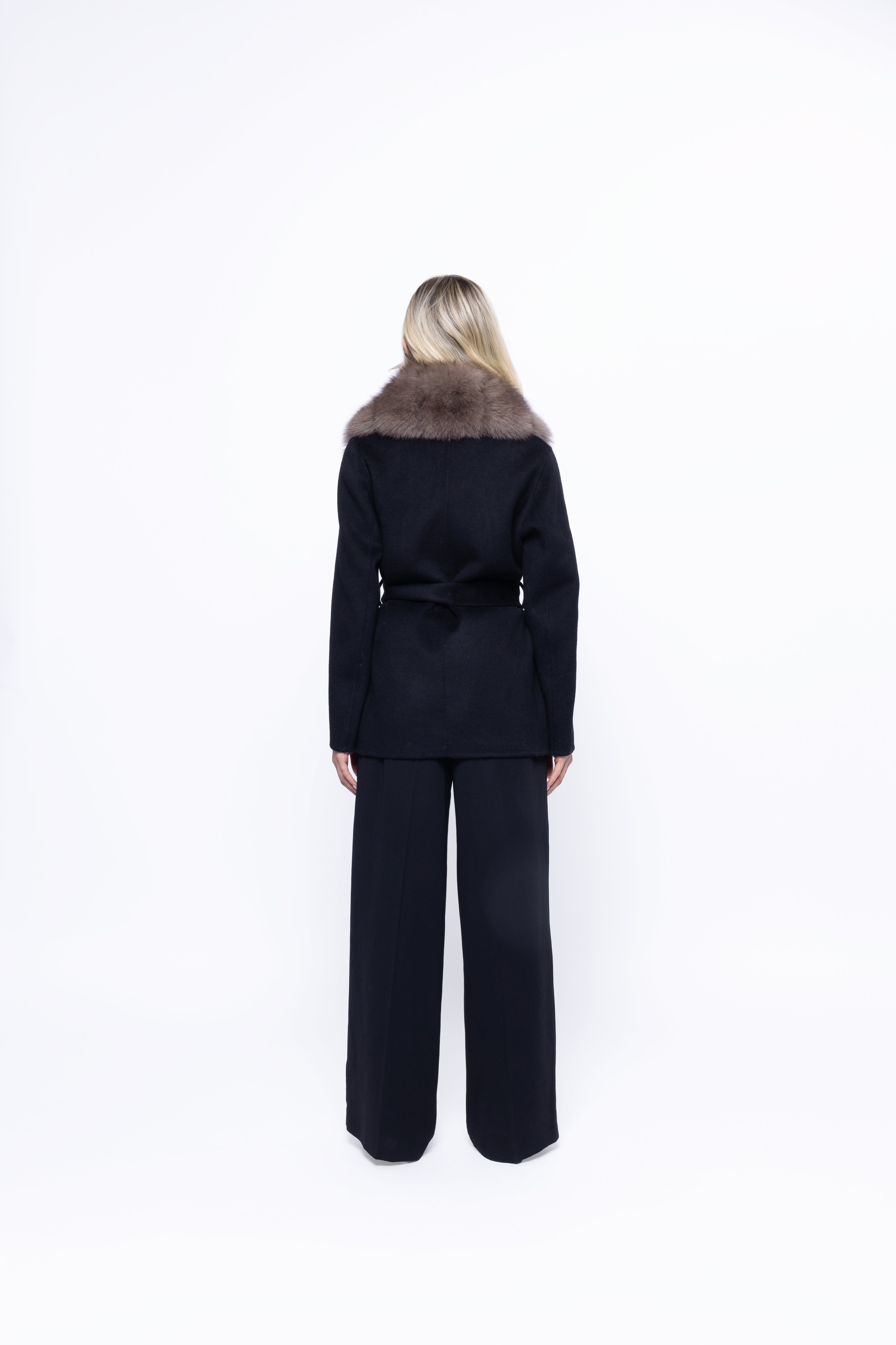 Evelyn Luxe Wool Coat with Fur Collar