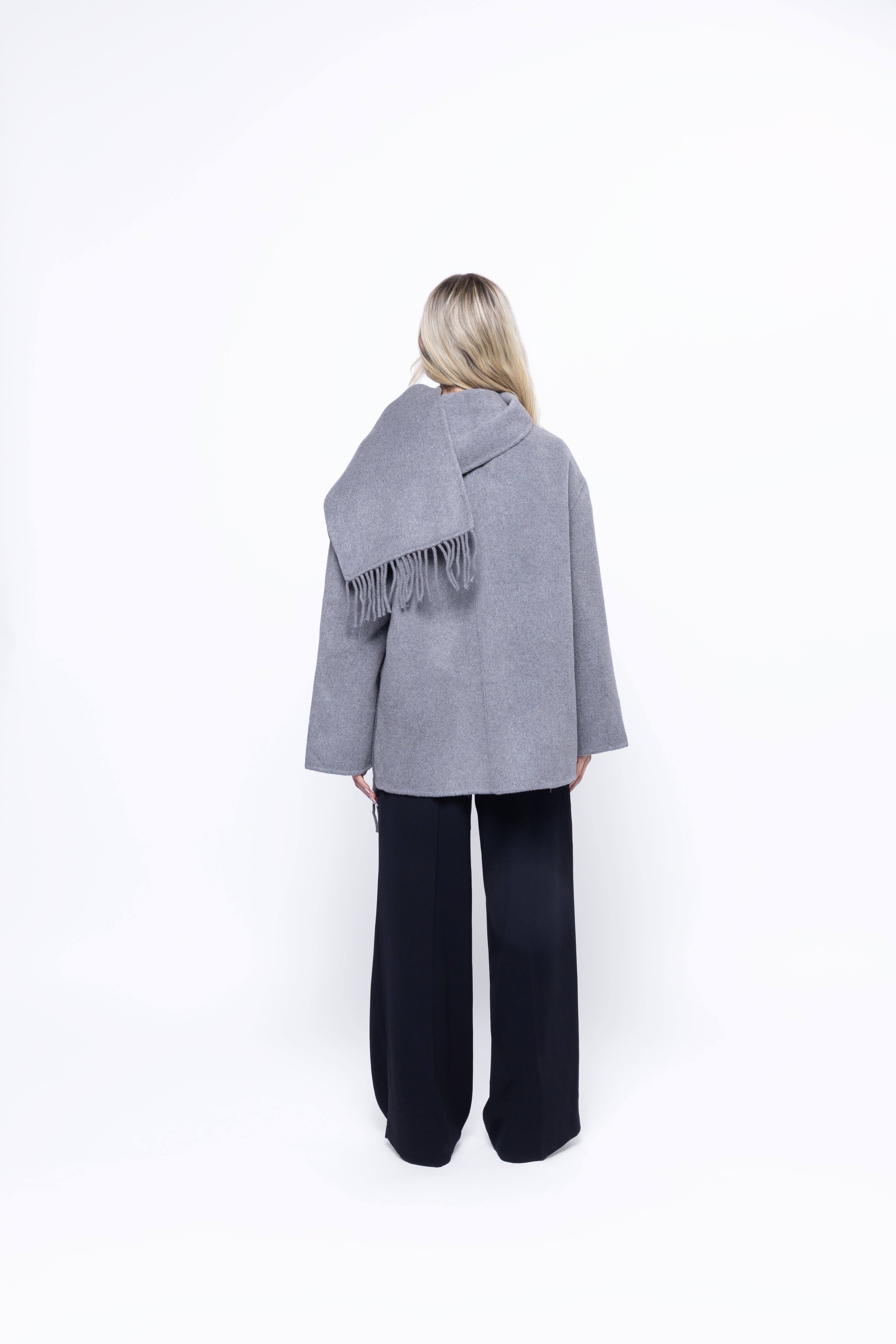 Siena Wool Coat with Scarf Gray