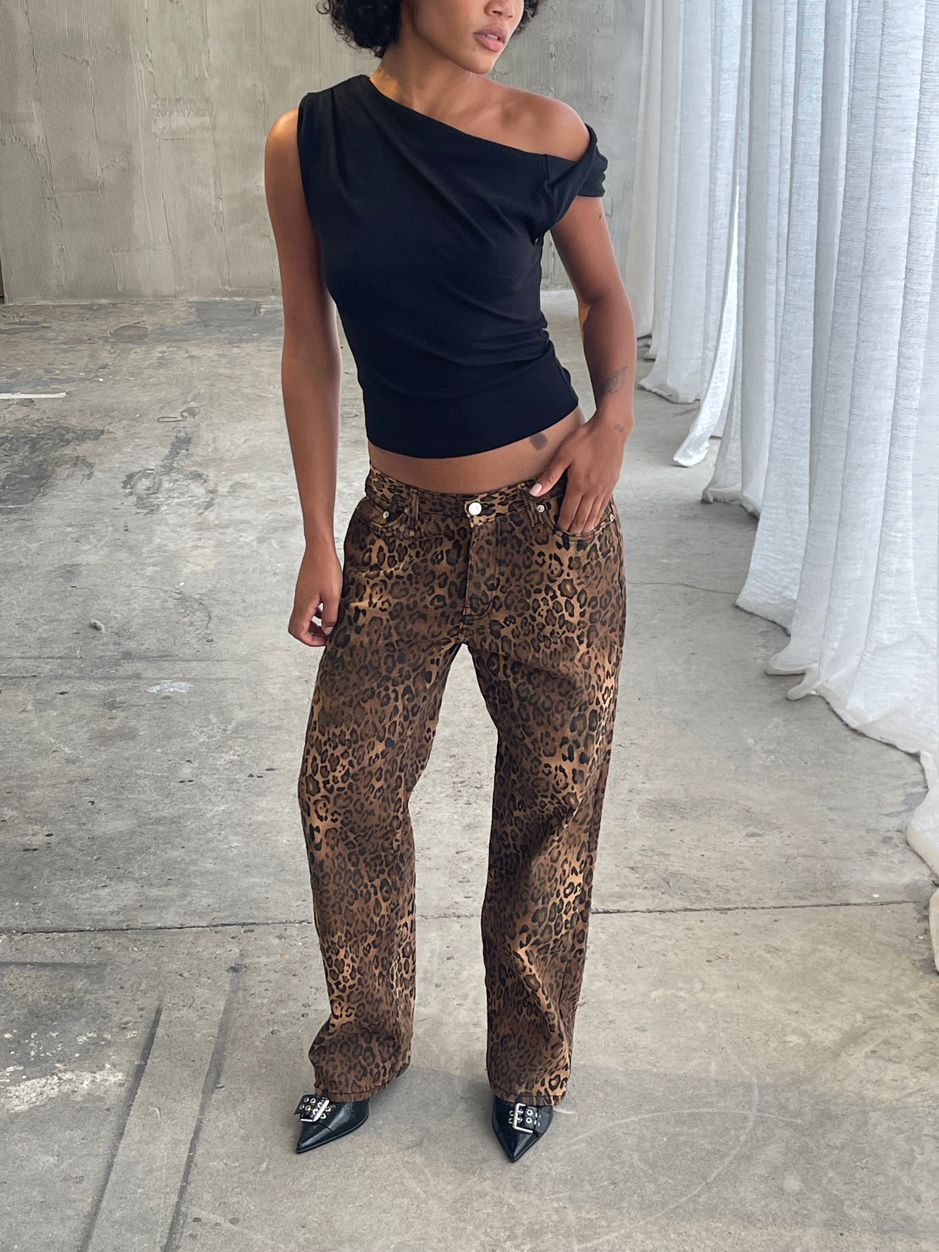 Leopard Straight Jeans