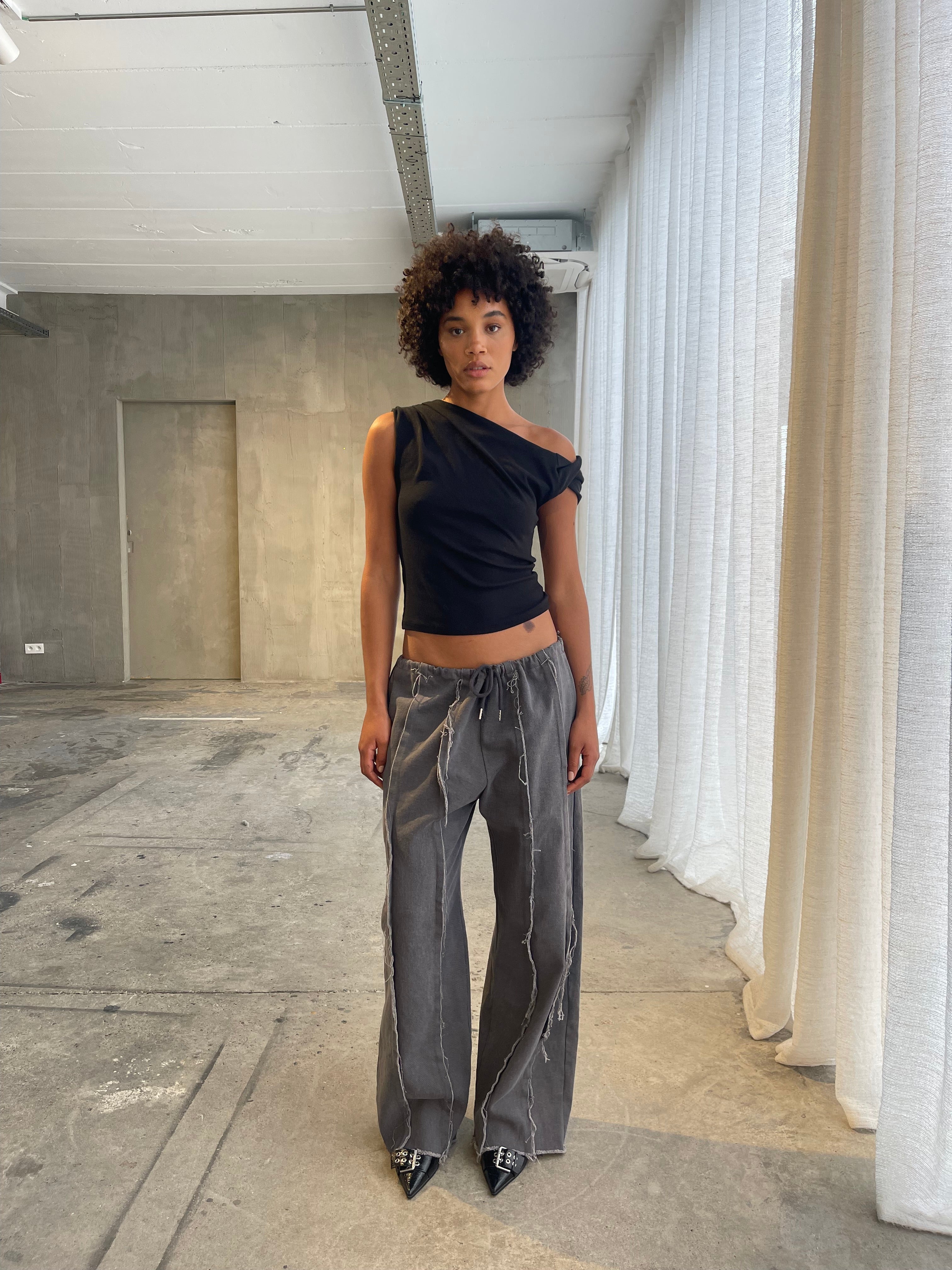 Fringe Jogger Pants Grey