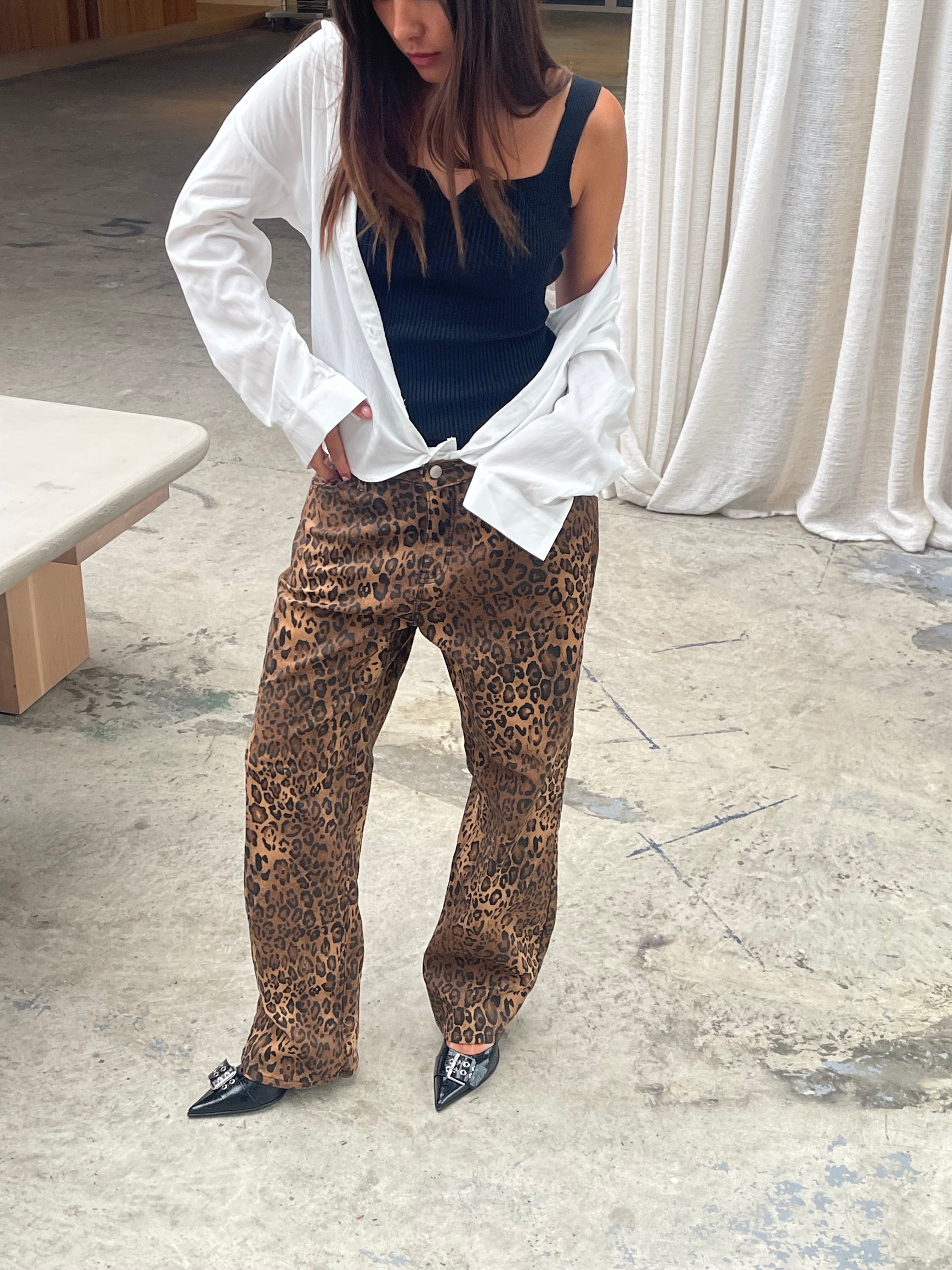 Leopard Straight Jeans