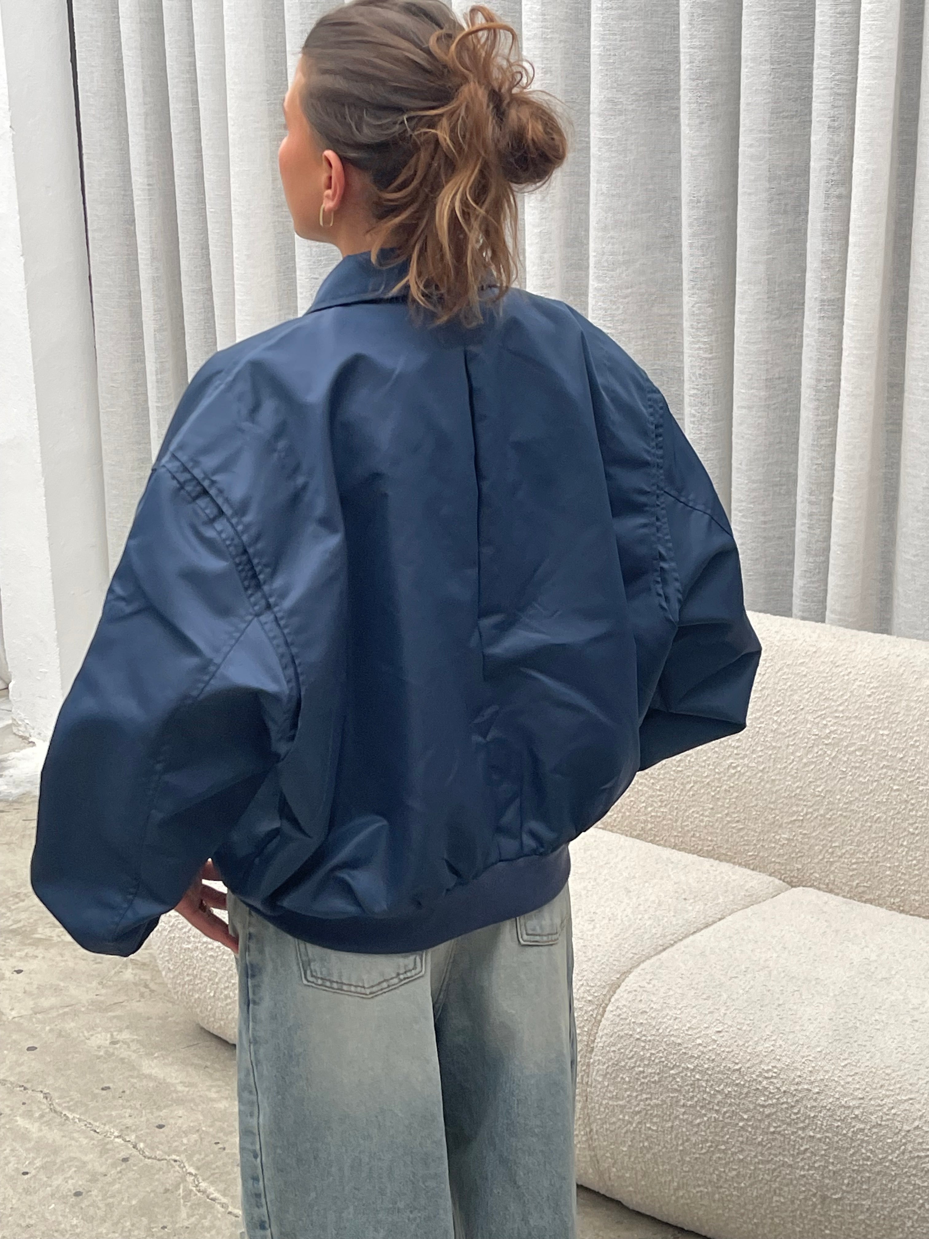 Oversized Zipper Bomber Blue