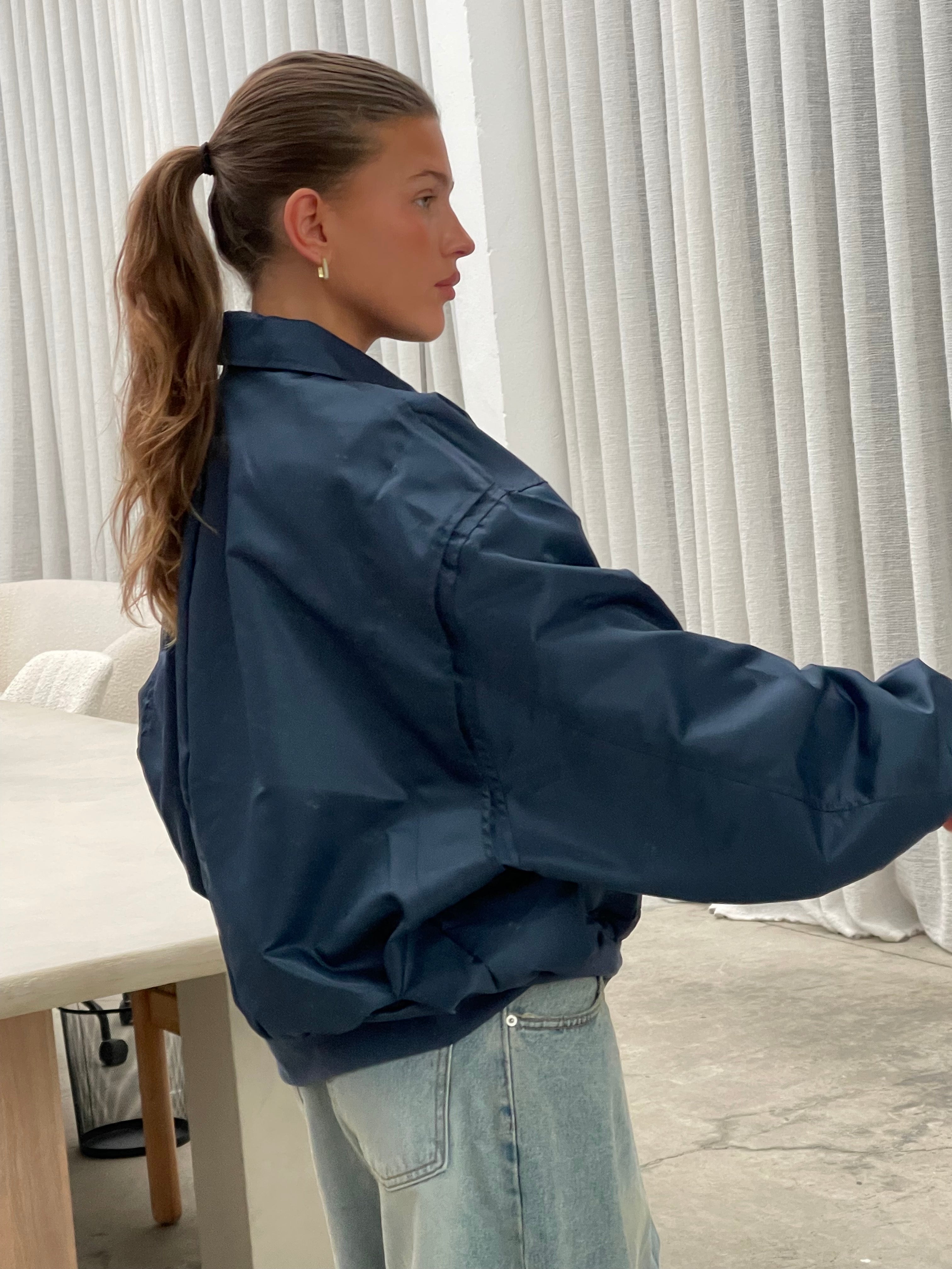 Oversized Zipper Bomber Blue