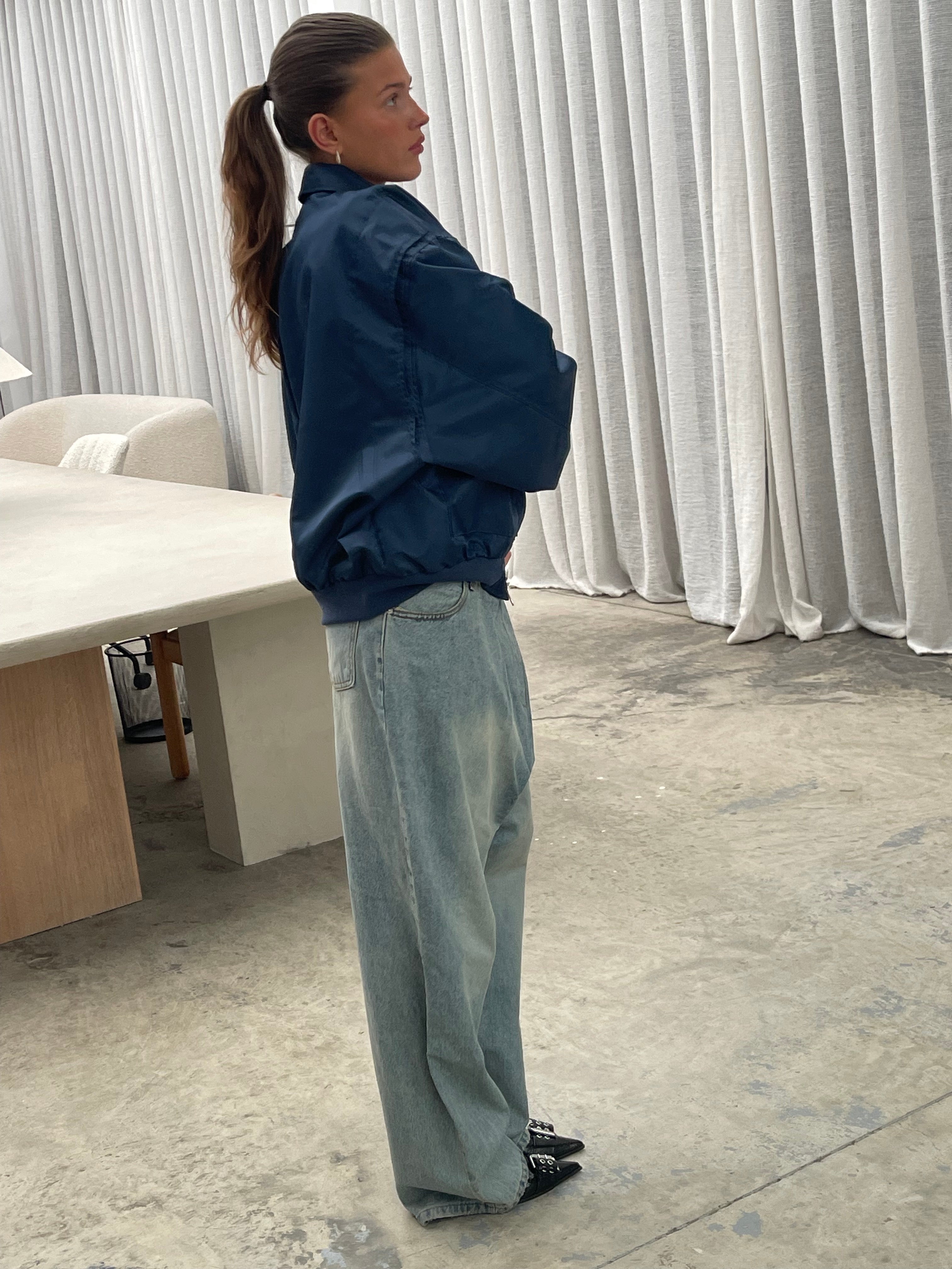 Oversized Zipper Bomber Blue