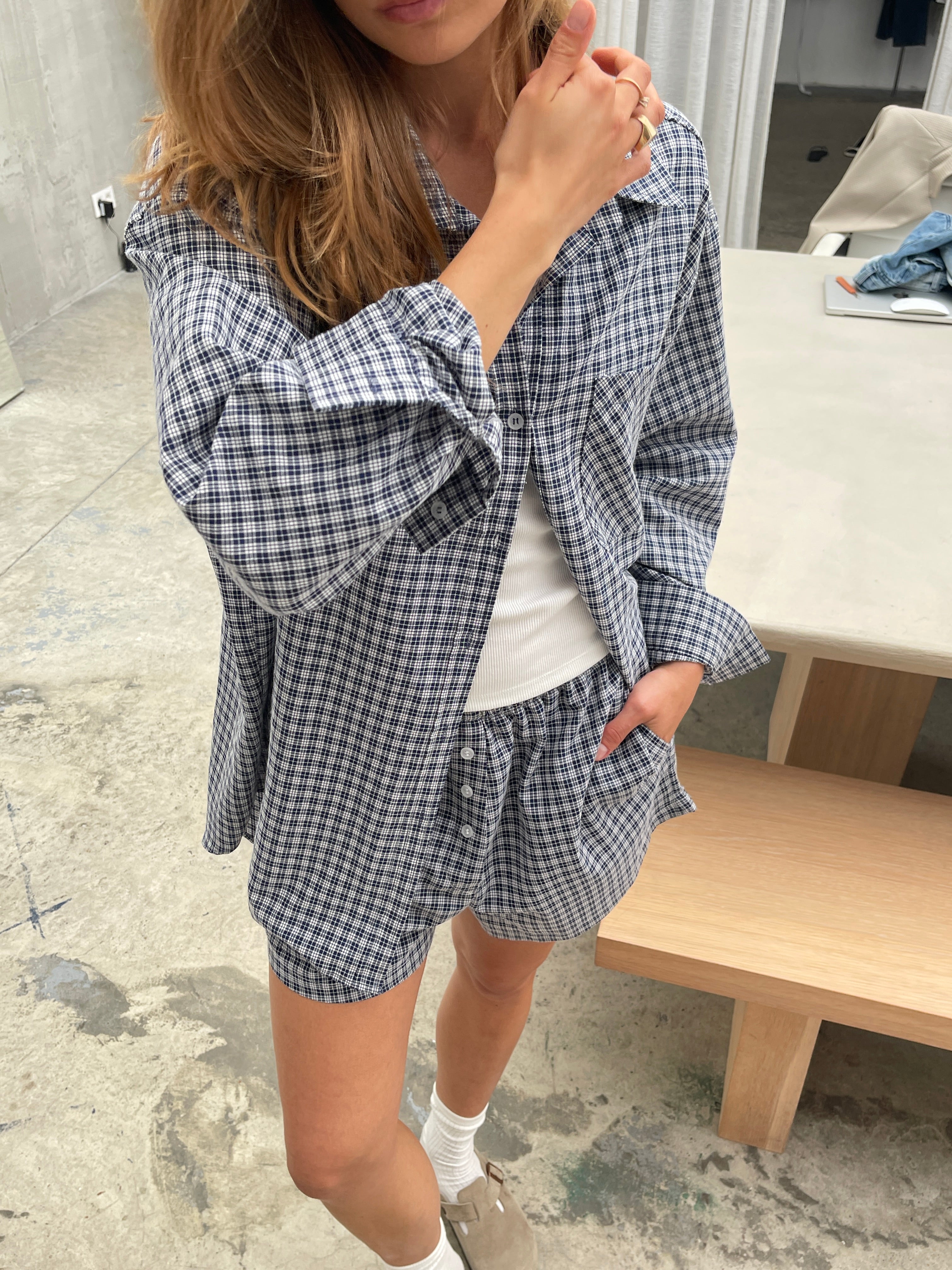 Checked Shorts Navy