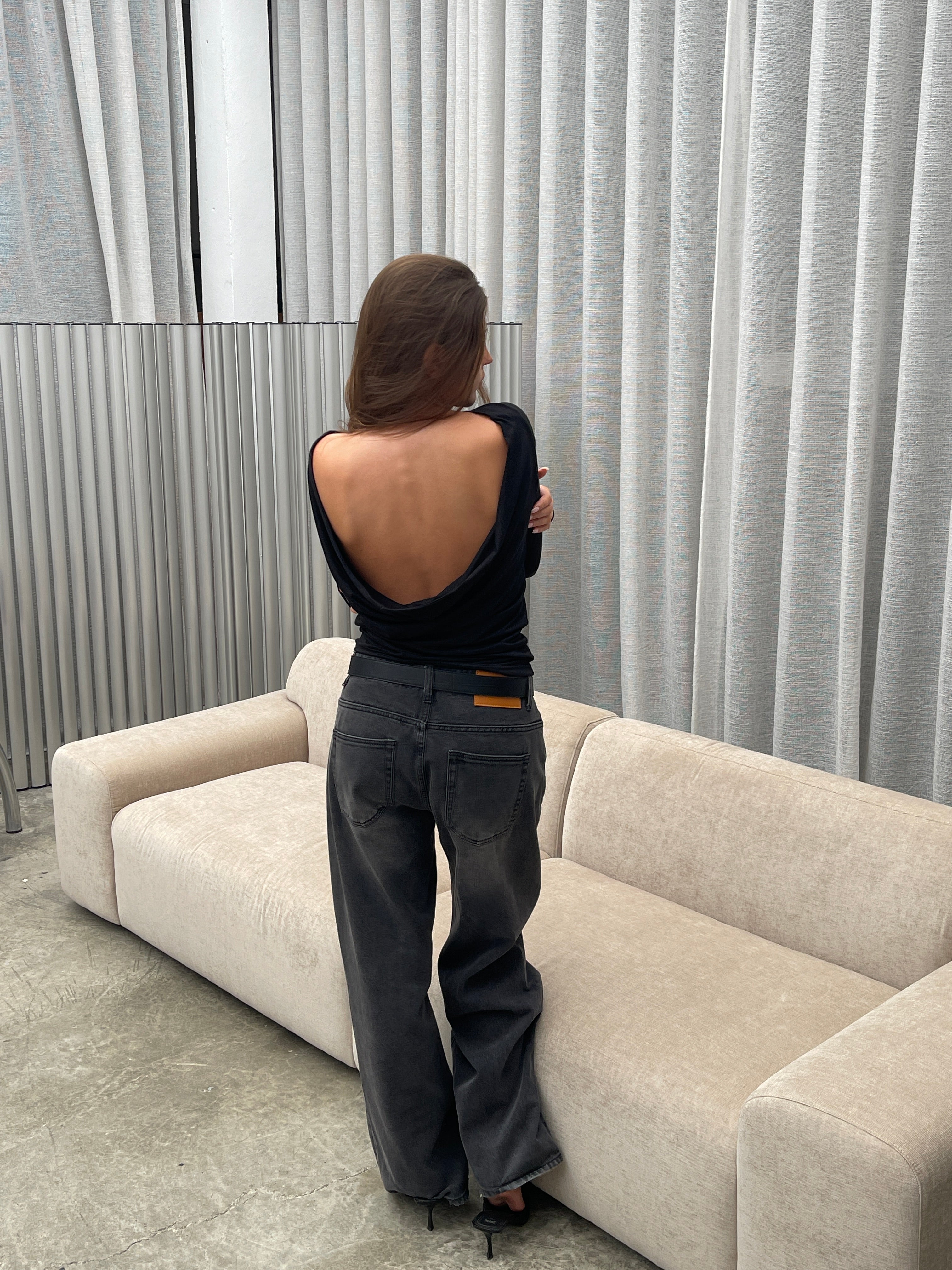 Draped Back Top Black