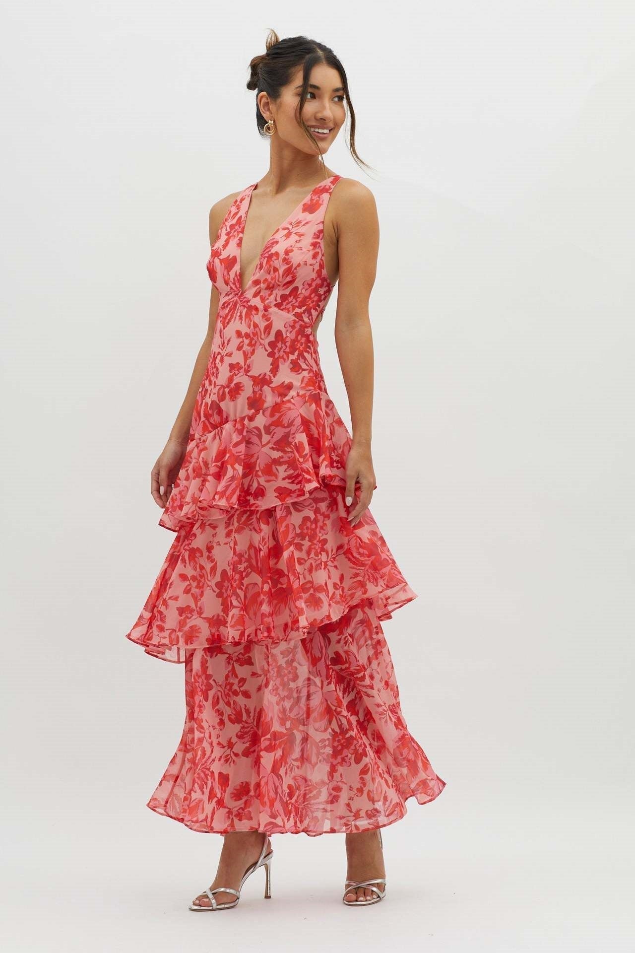 Flora Goddess Tiered Maxi Dress