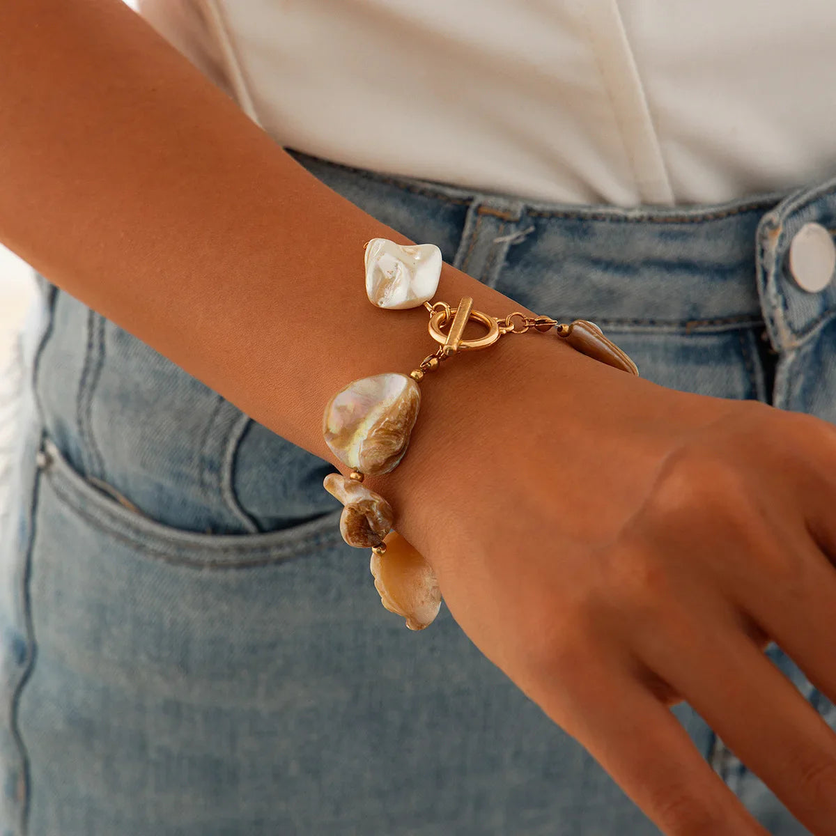 Iridescent Shell Charm Bracelet