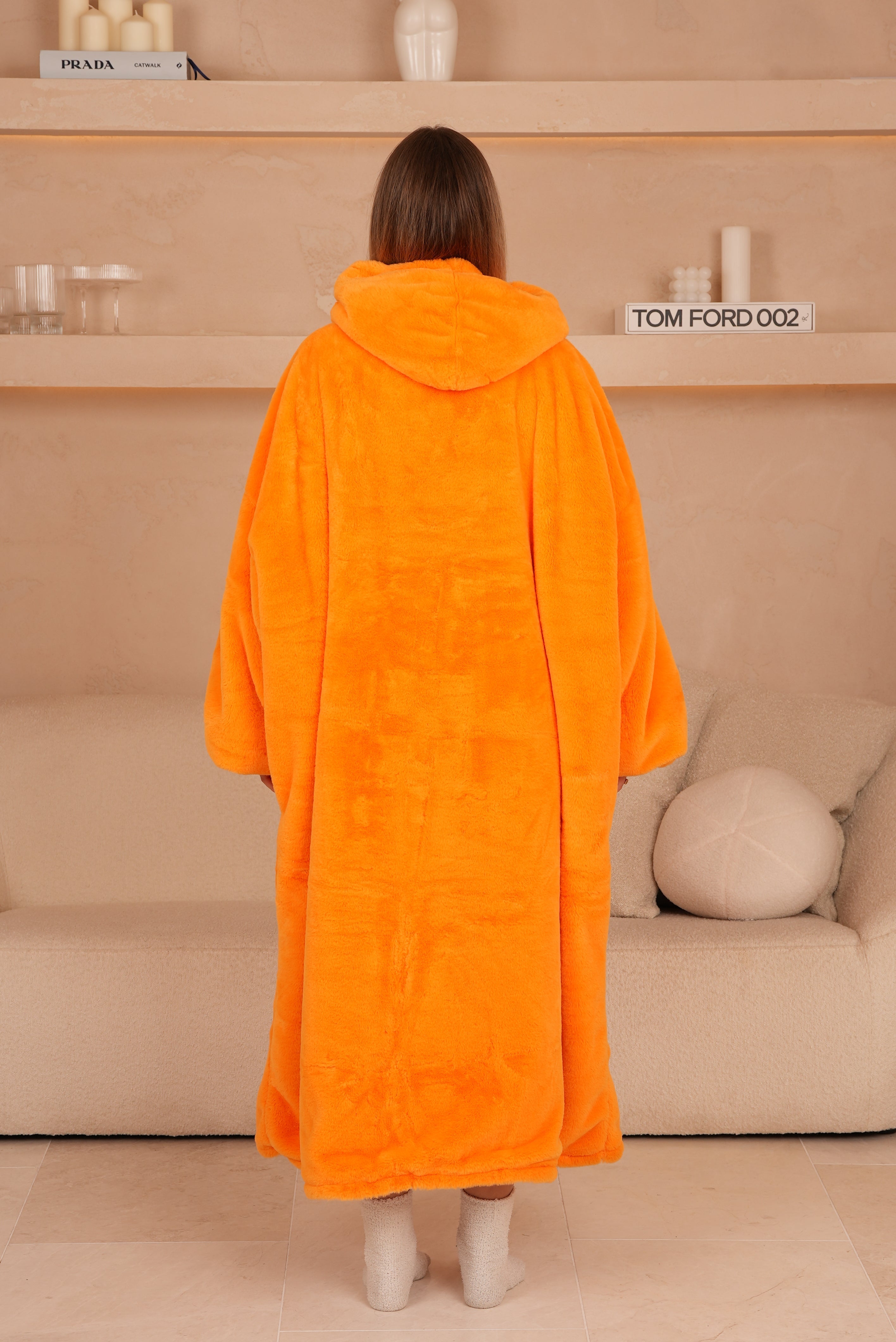 Blanket Hoodie Long Papaya