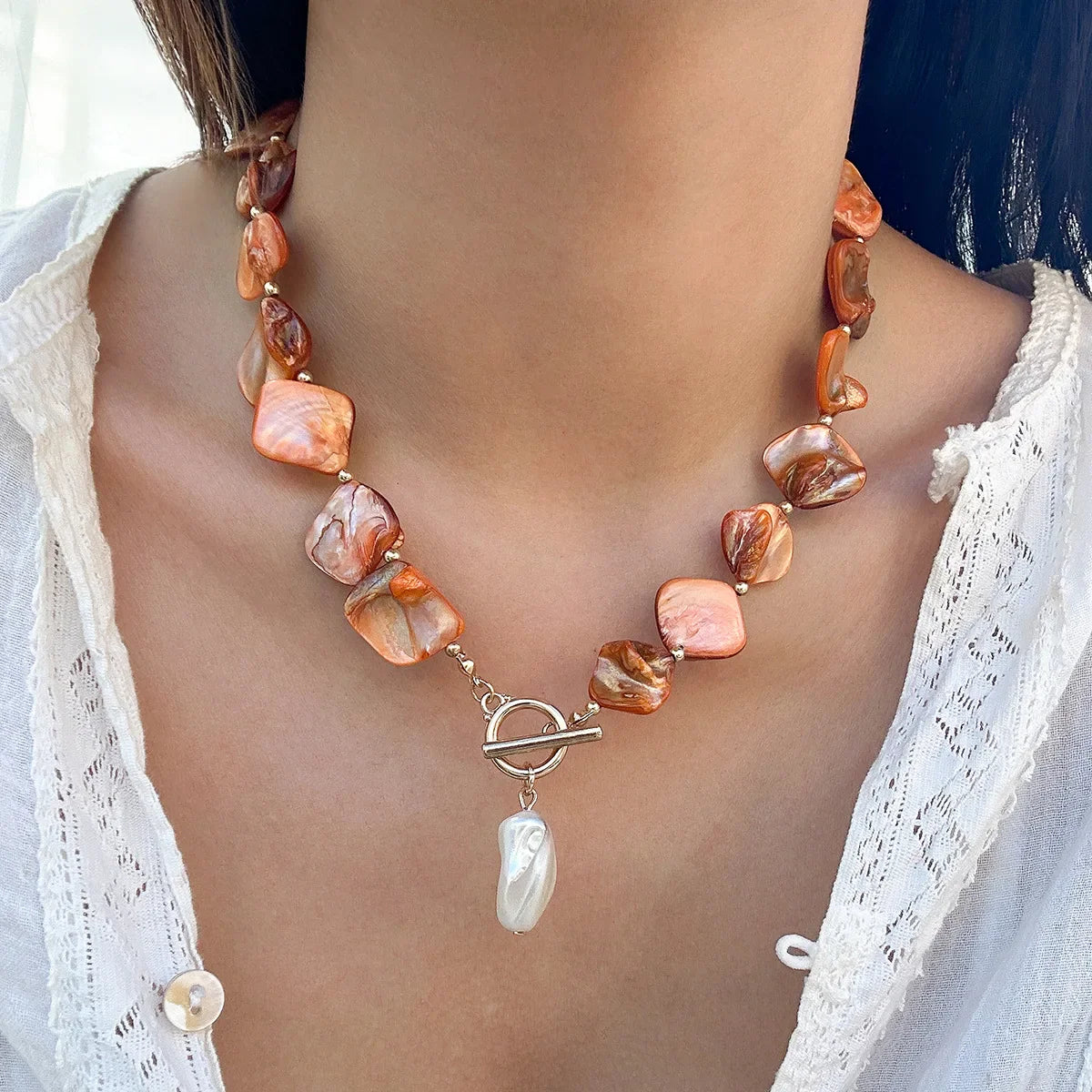 Iridescent Shell Charm Bracelet