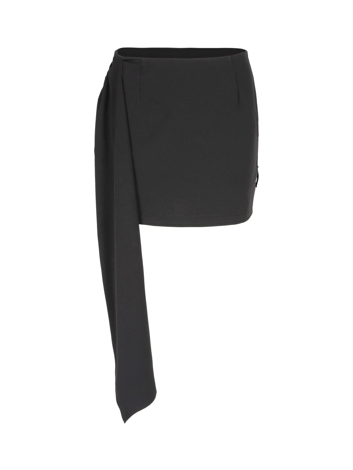 Draped Belted Mini Skirt Black