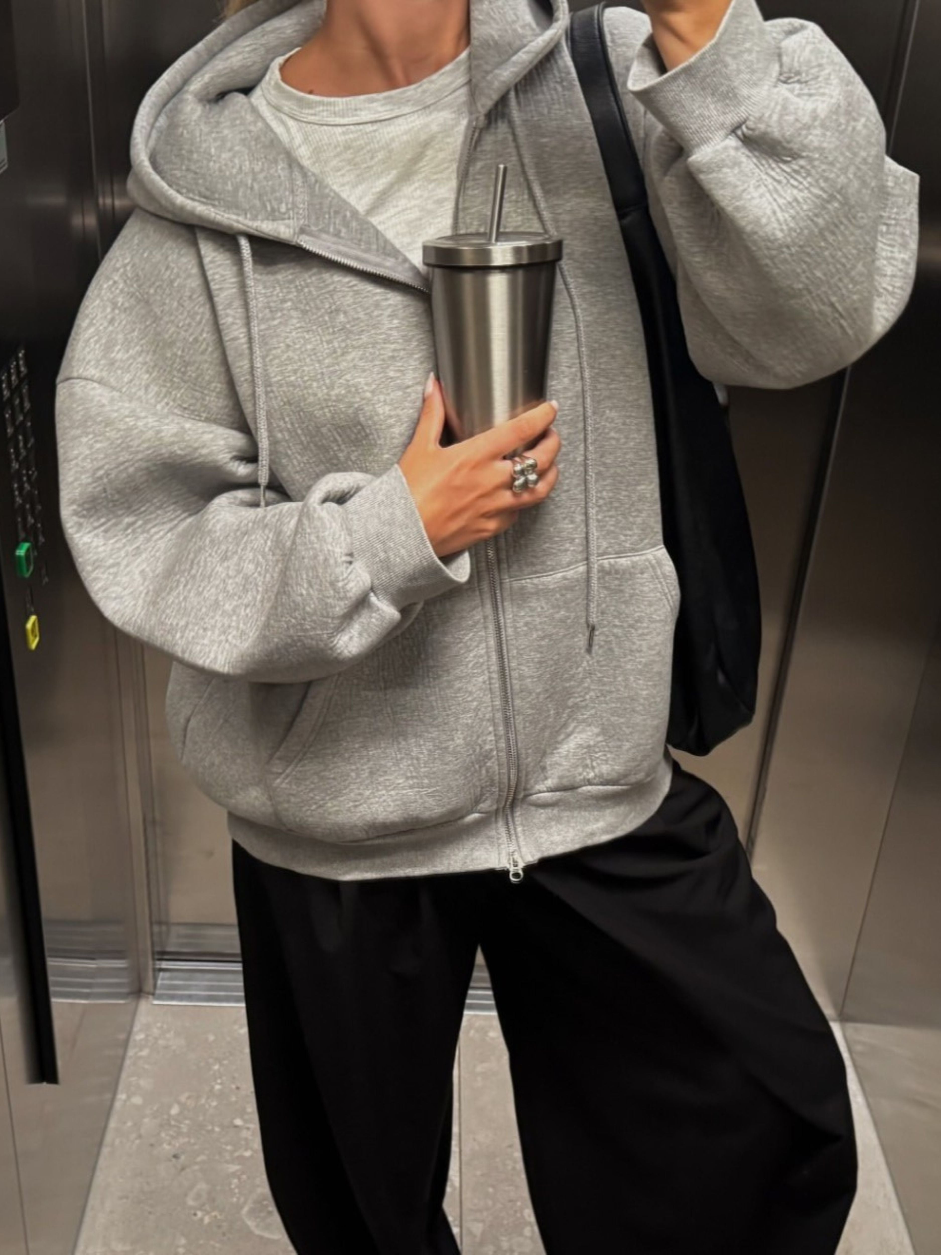 Oversized Hooded Vest Grey