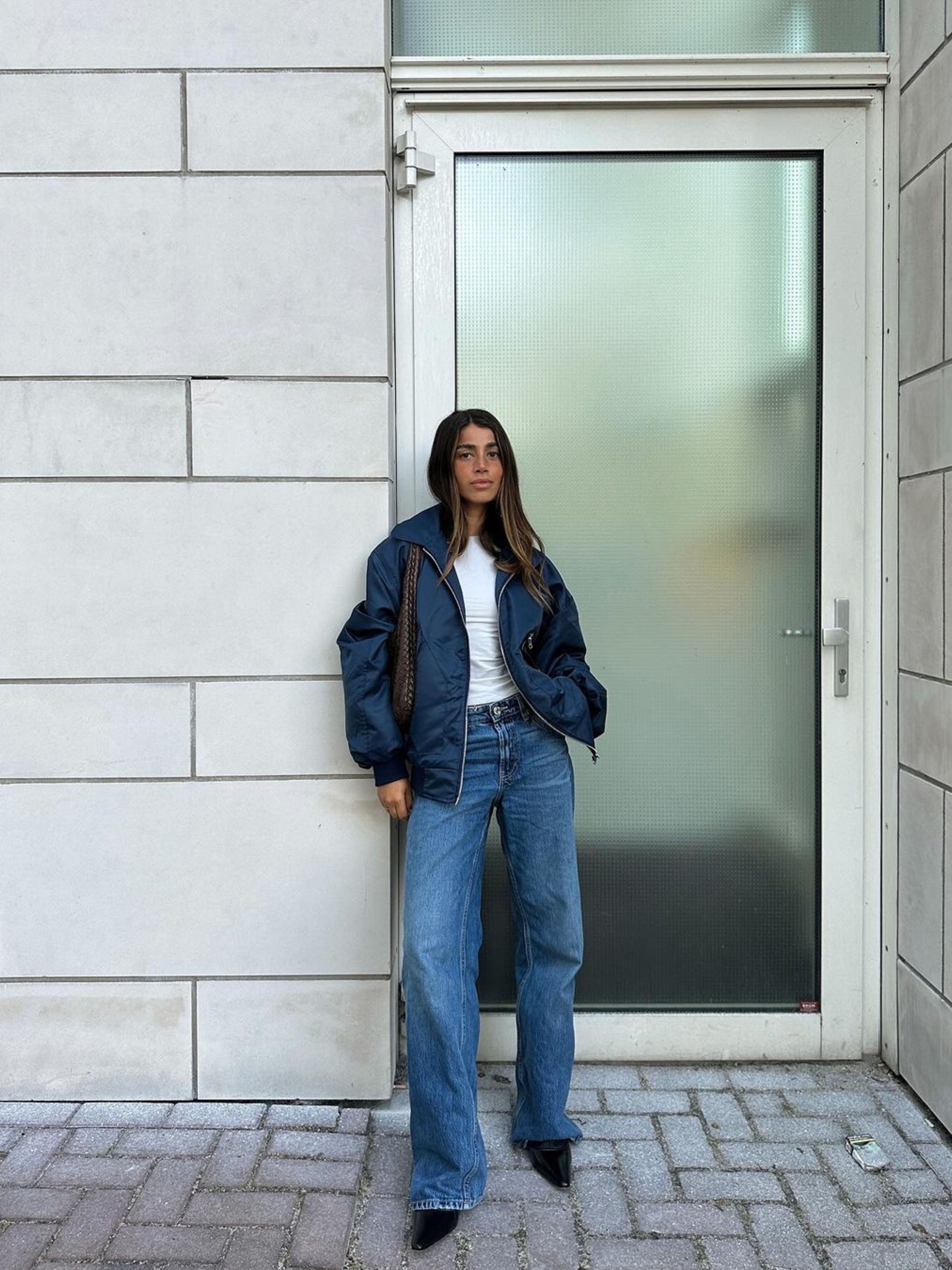 Oversized Zipper Bomber Blue