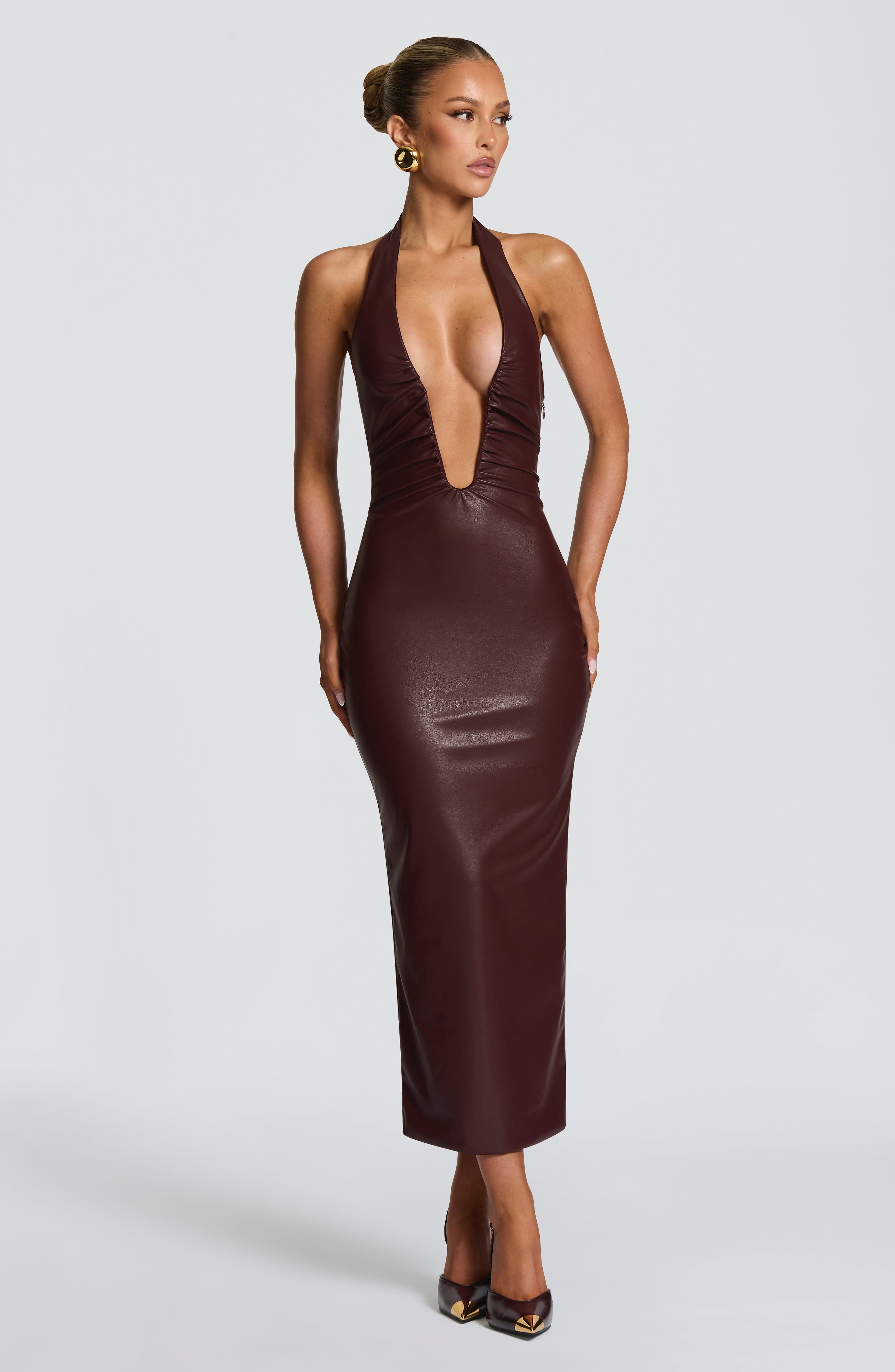 Ainsley Midi Dress - Burgundy