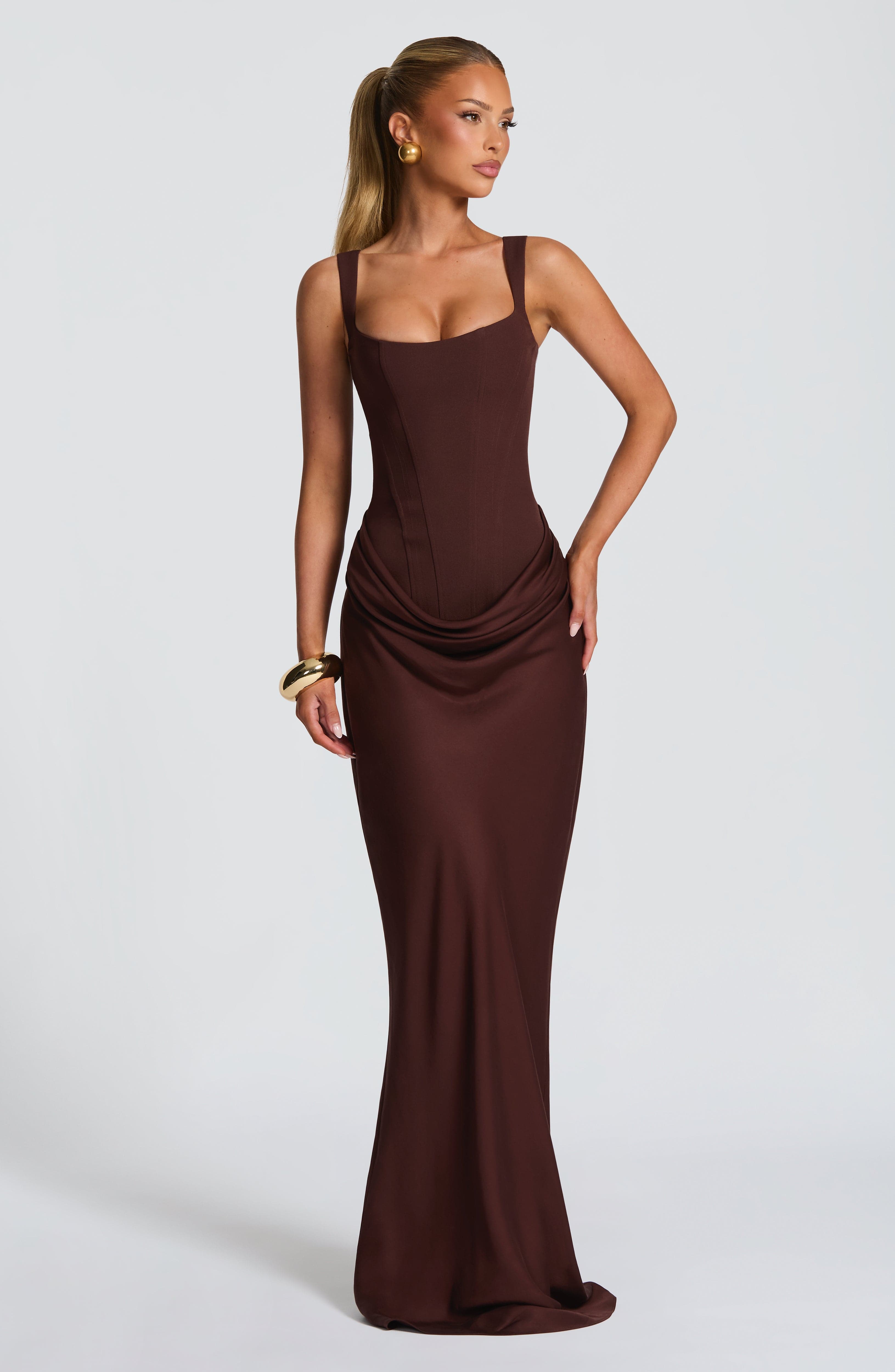 Cornelia Maxi Dress - Plum Brown