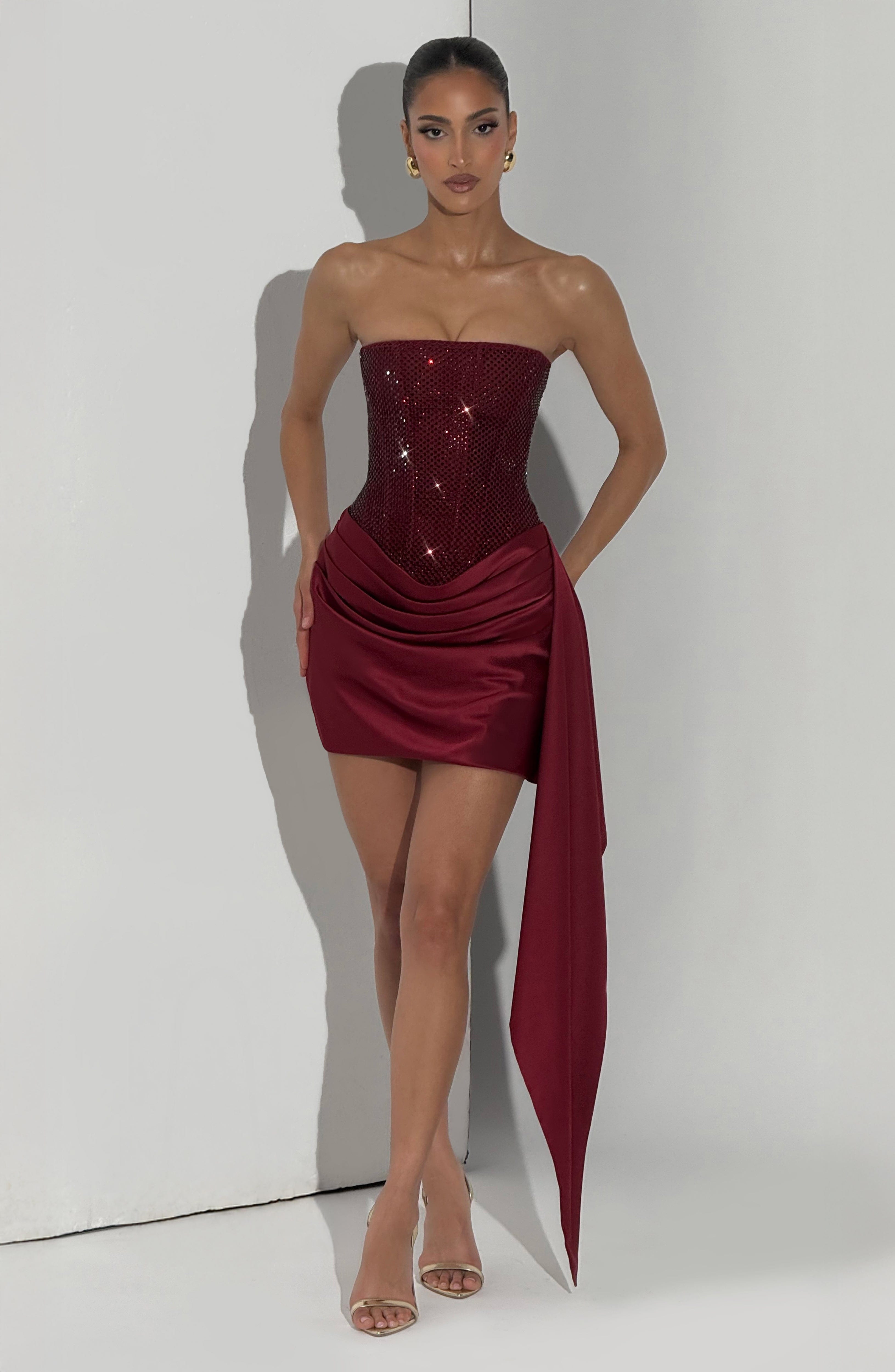 Ebony Mini Dress - Burgundy