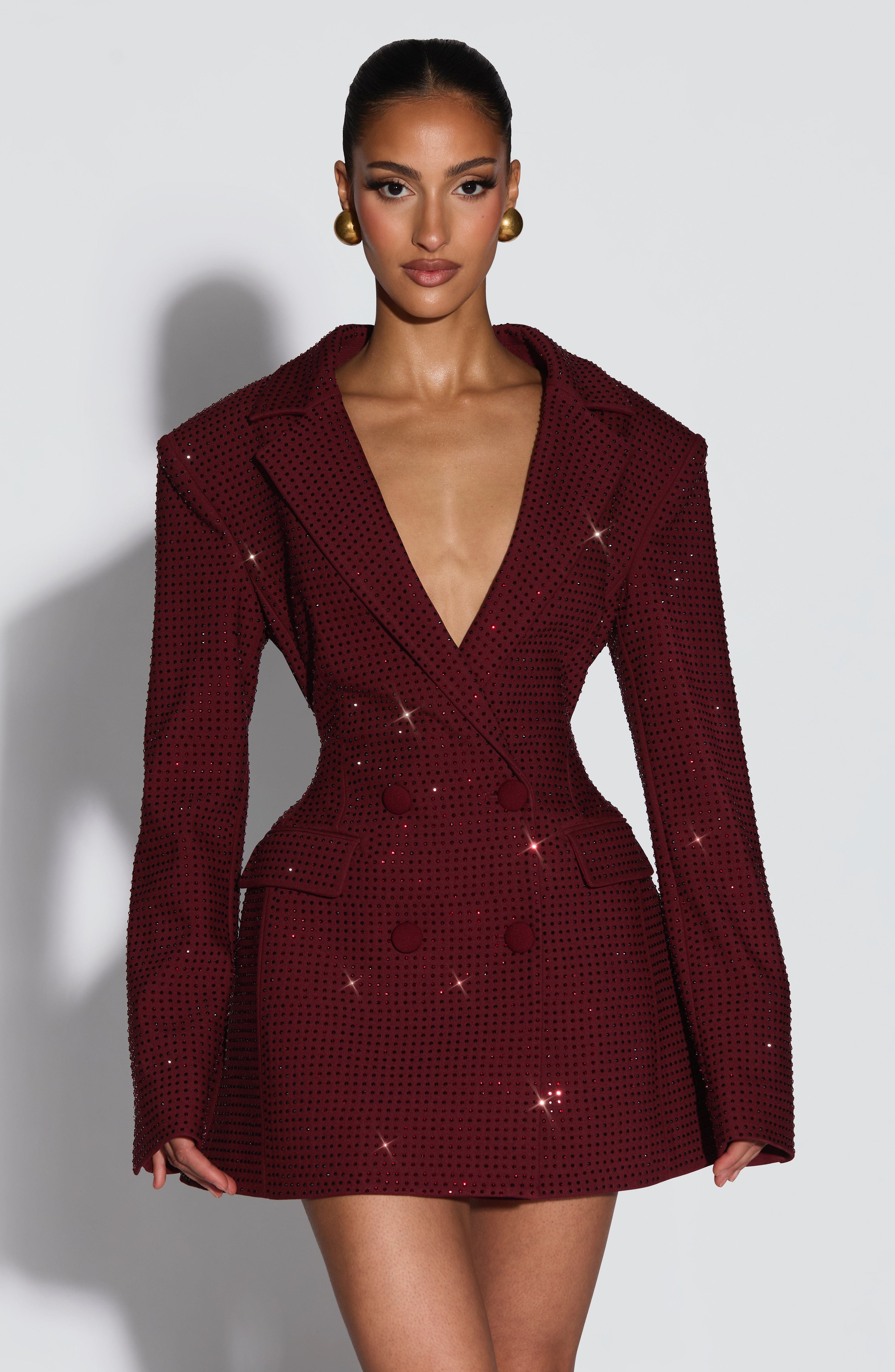 Elvira Mini Dress - Burgundy Sparkle