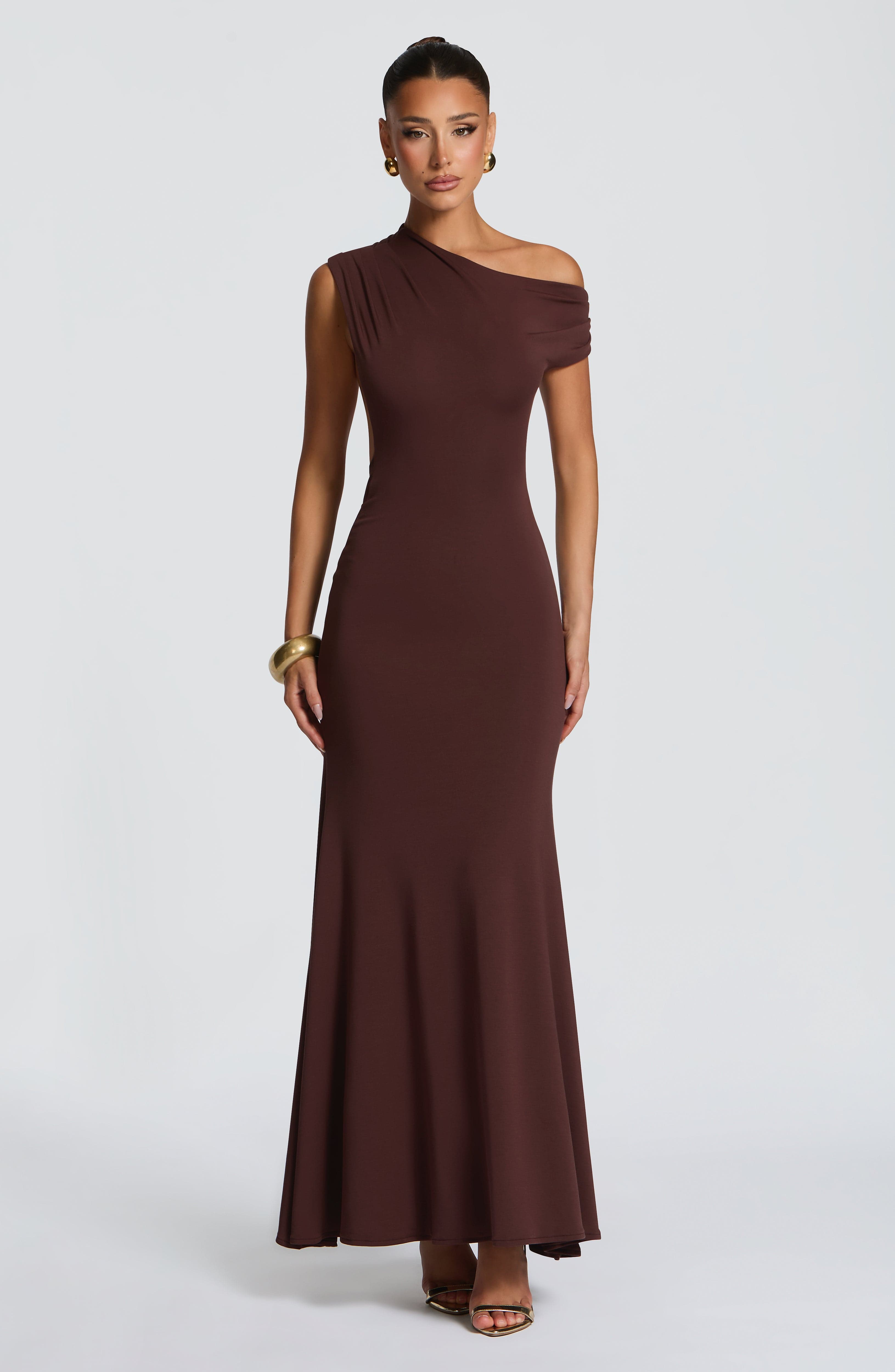 Fiora Maxi Dress - Plum Brown