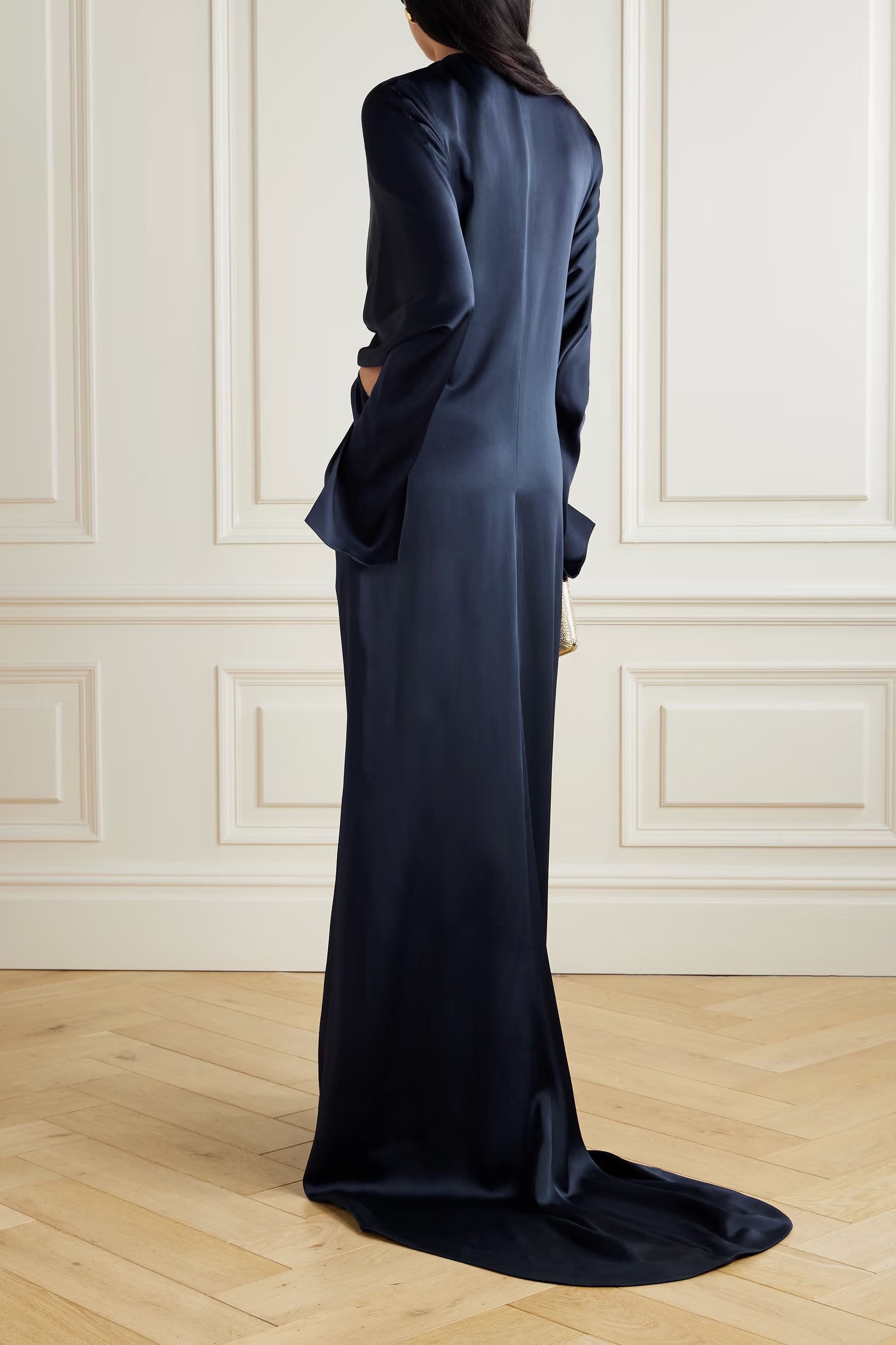 Elegant Satin Twist-Front Maxi Dress