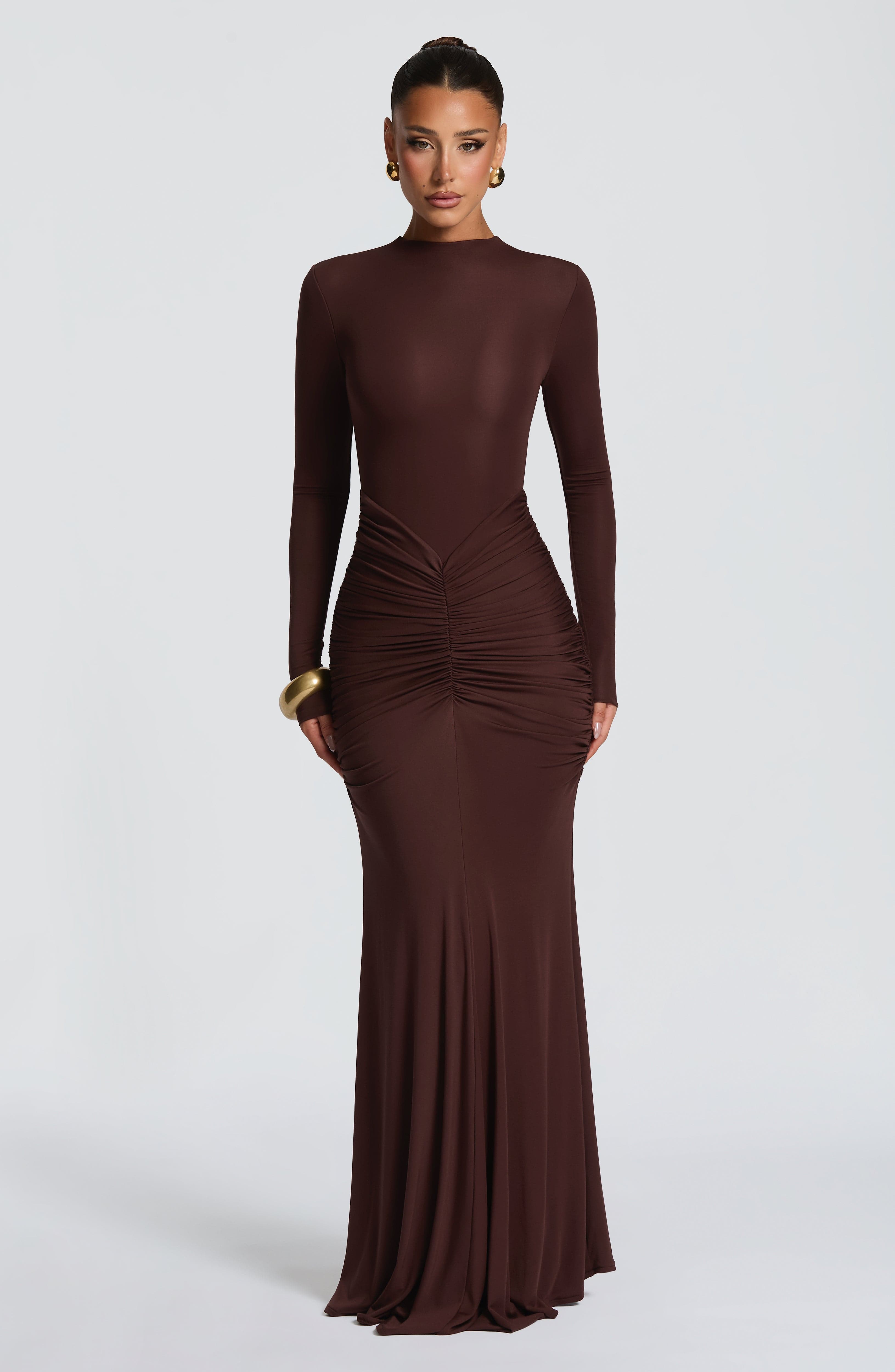 Oriane Maxi Dress - Plum Brown