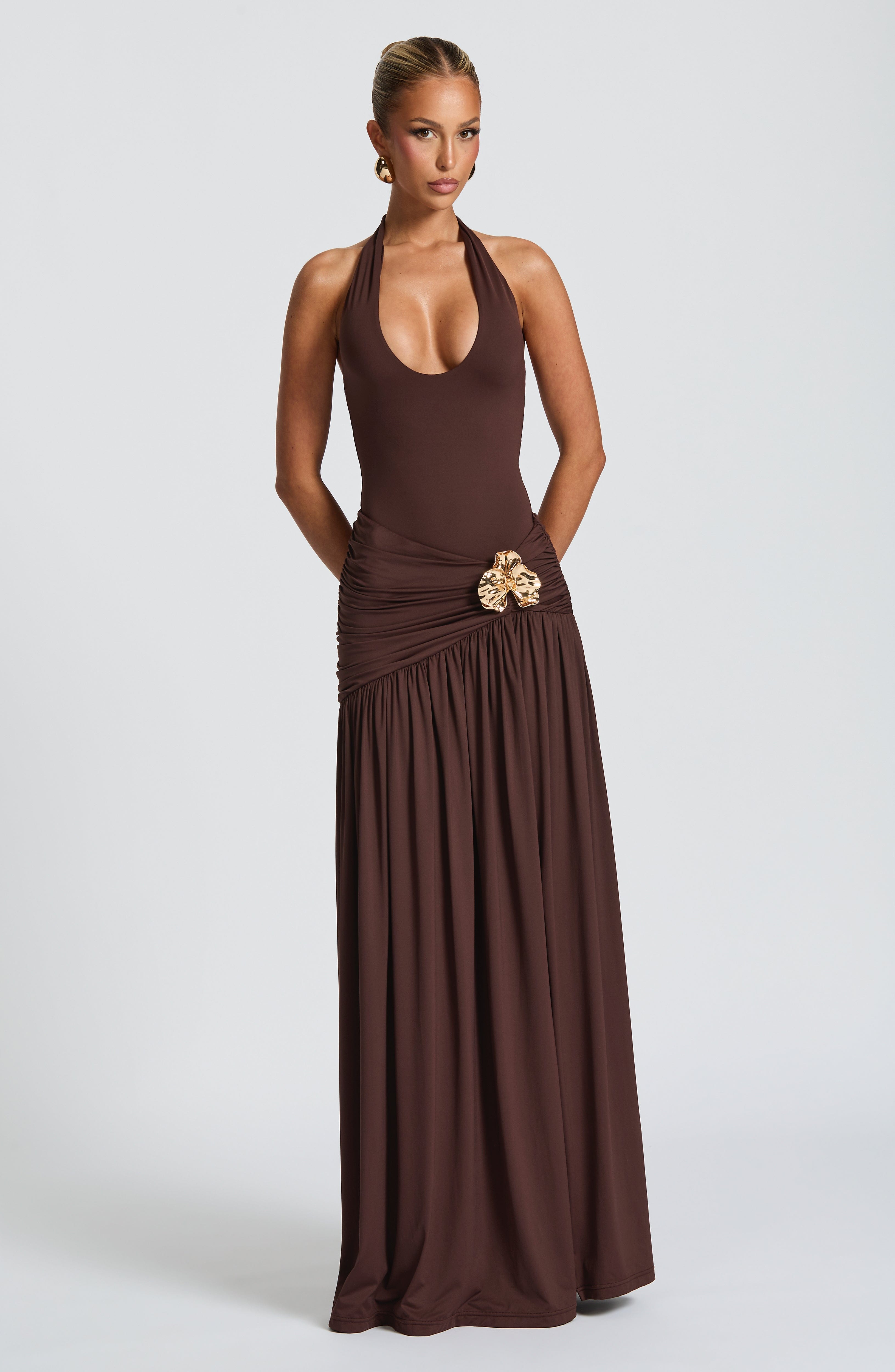 Saira Maxi Dress - Plum Brown