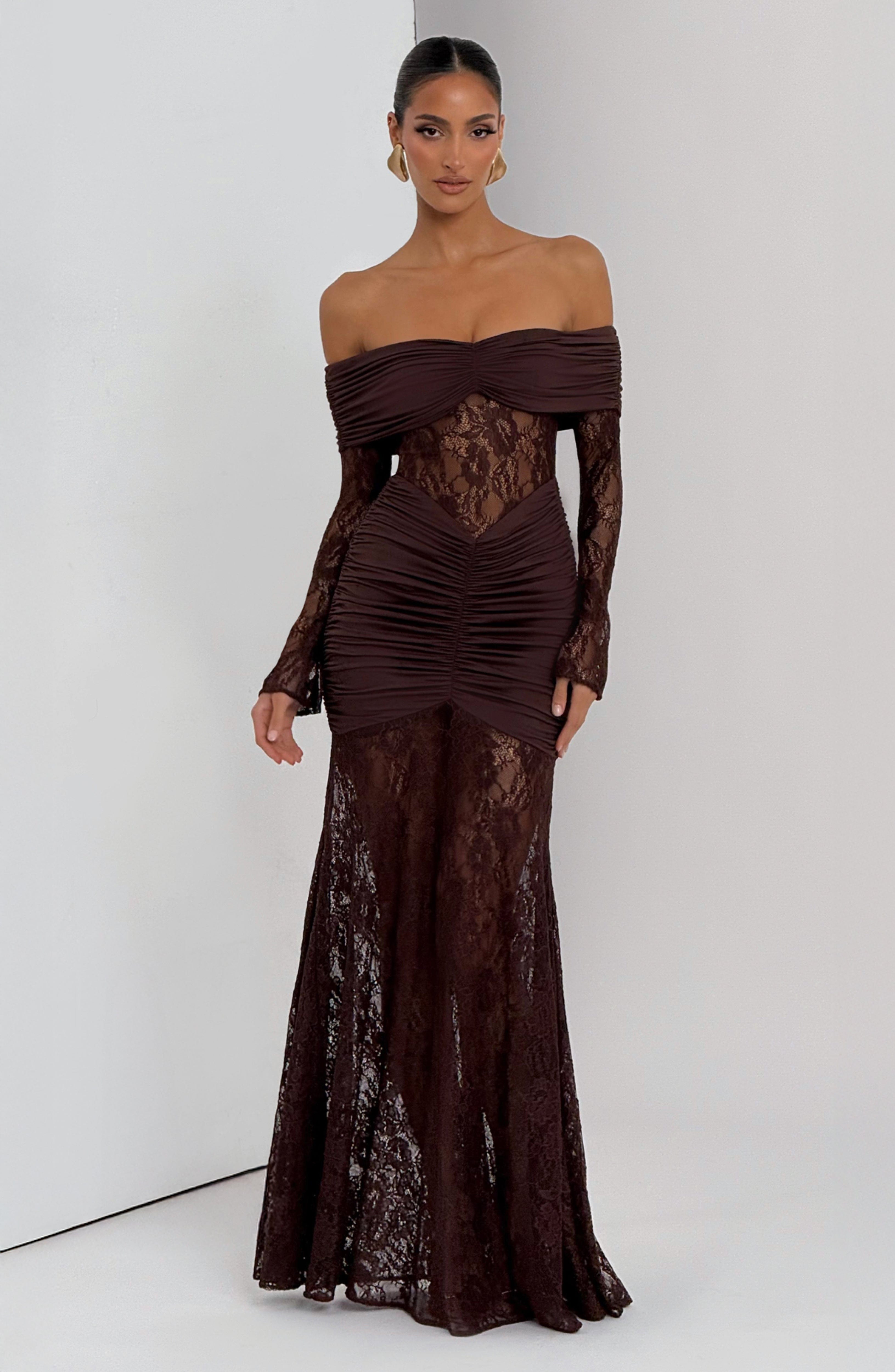 Sauline Maxi Dress - Plum Brown