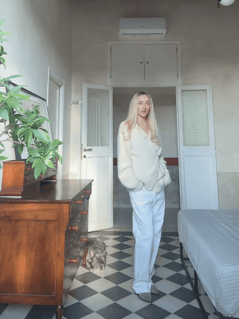 Buttoned Fluffy Soft Cardigan Ivory