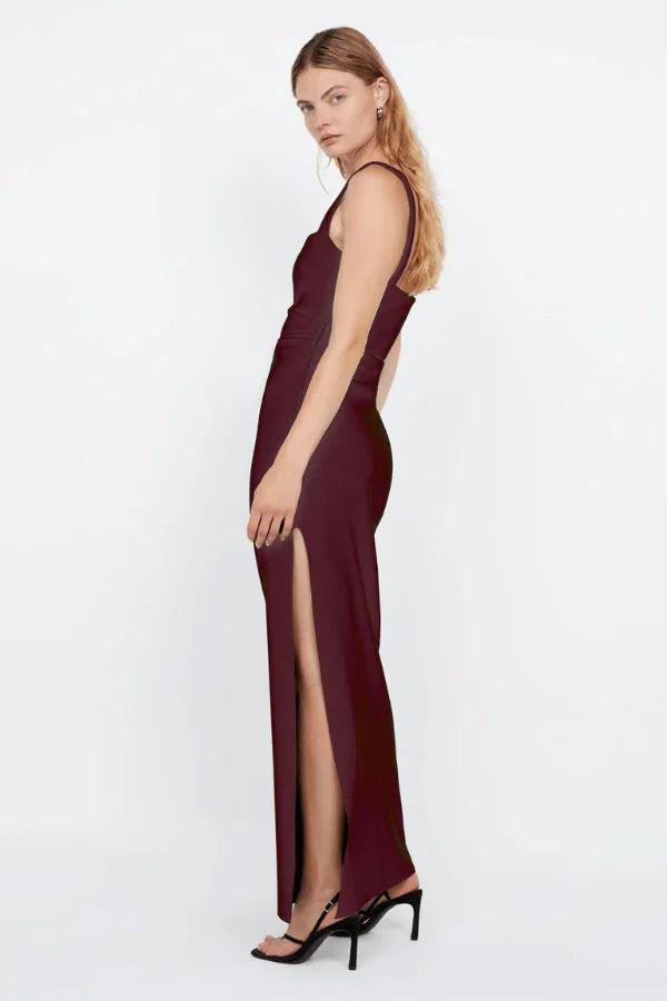 Leora Tuck Maxi Dress Plum