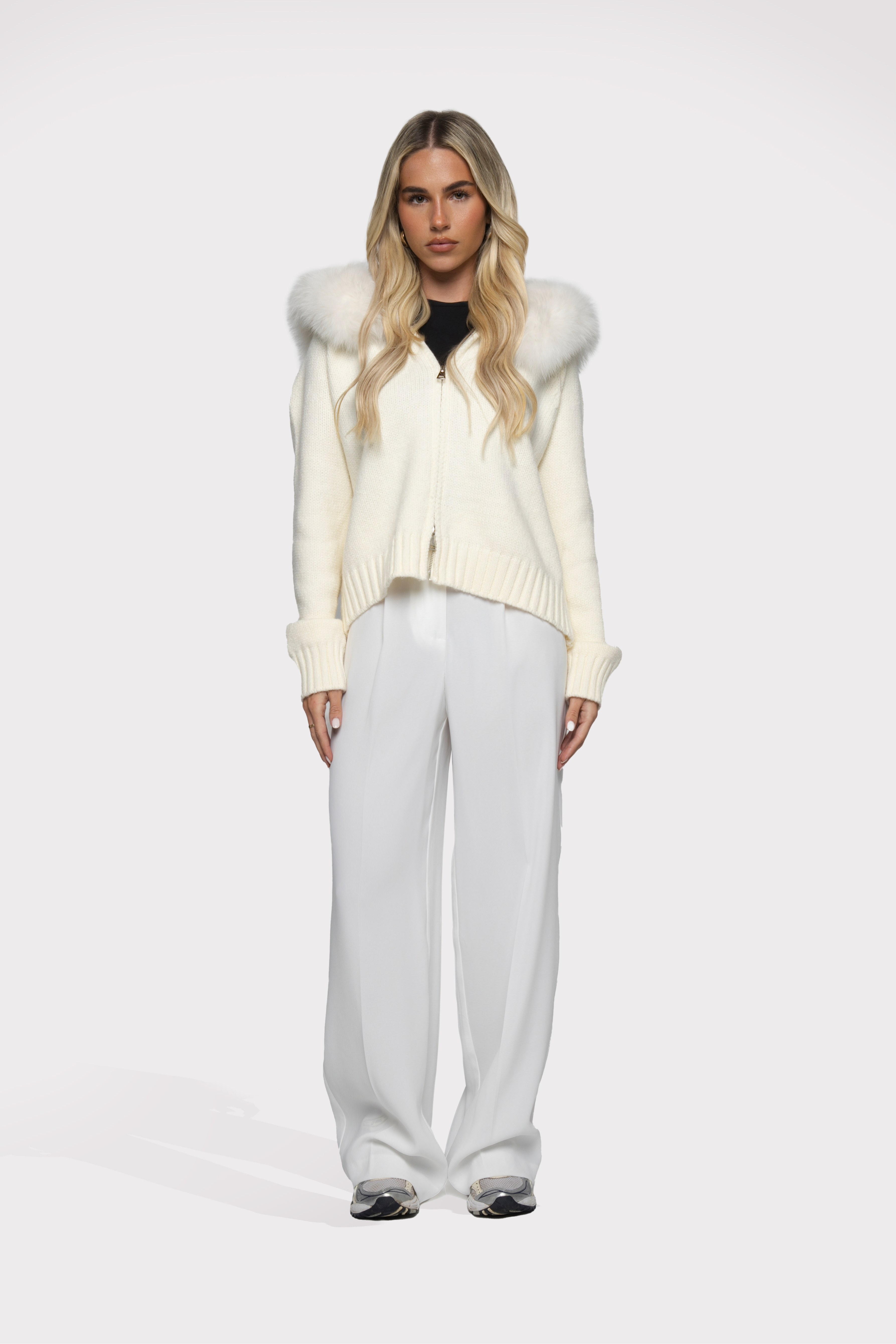 Velvet Cardigan - White
