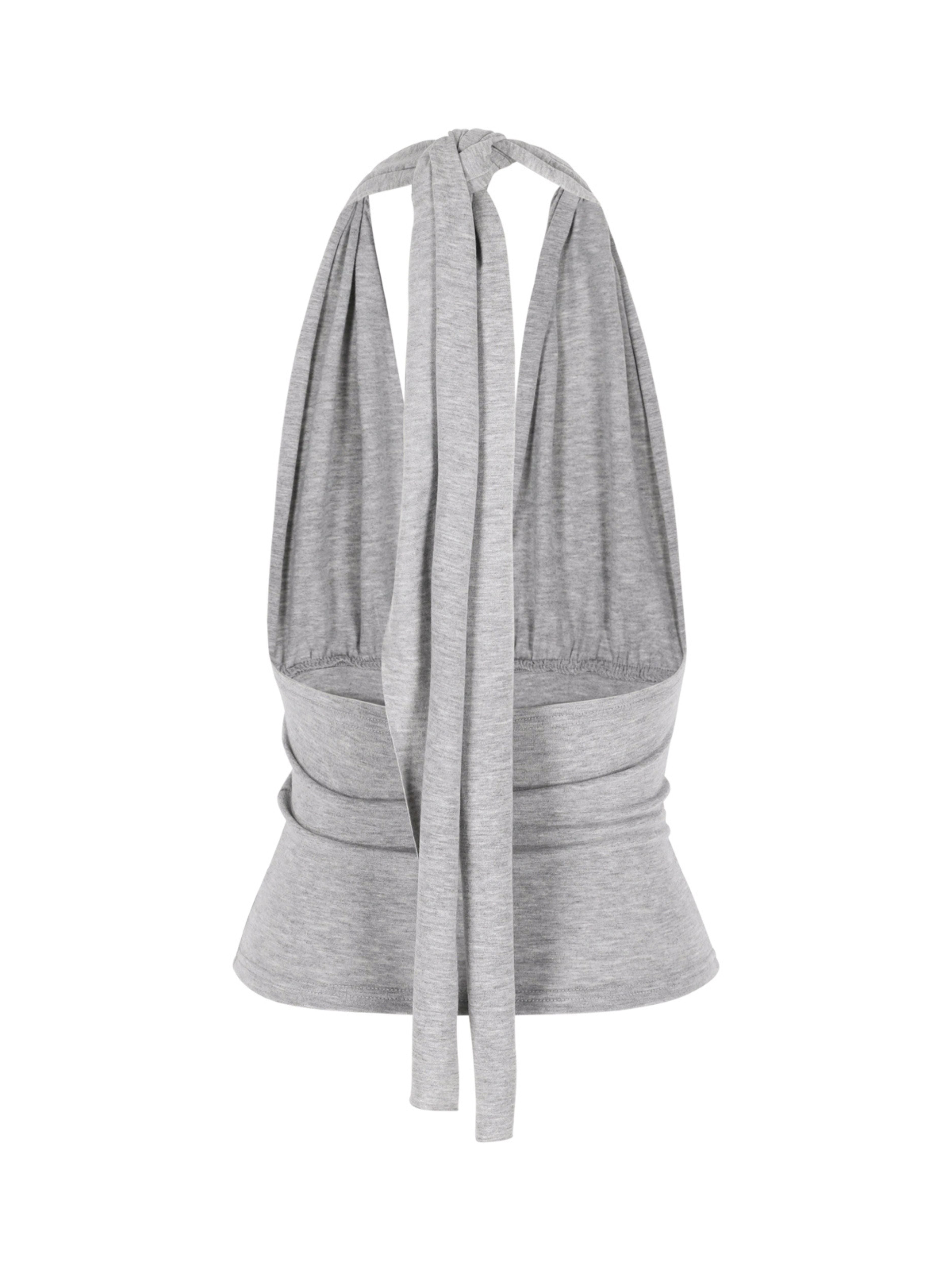 Deep Halter Neck Top Grey