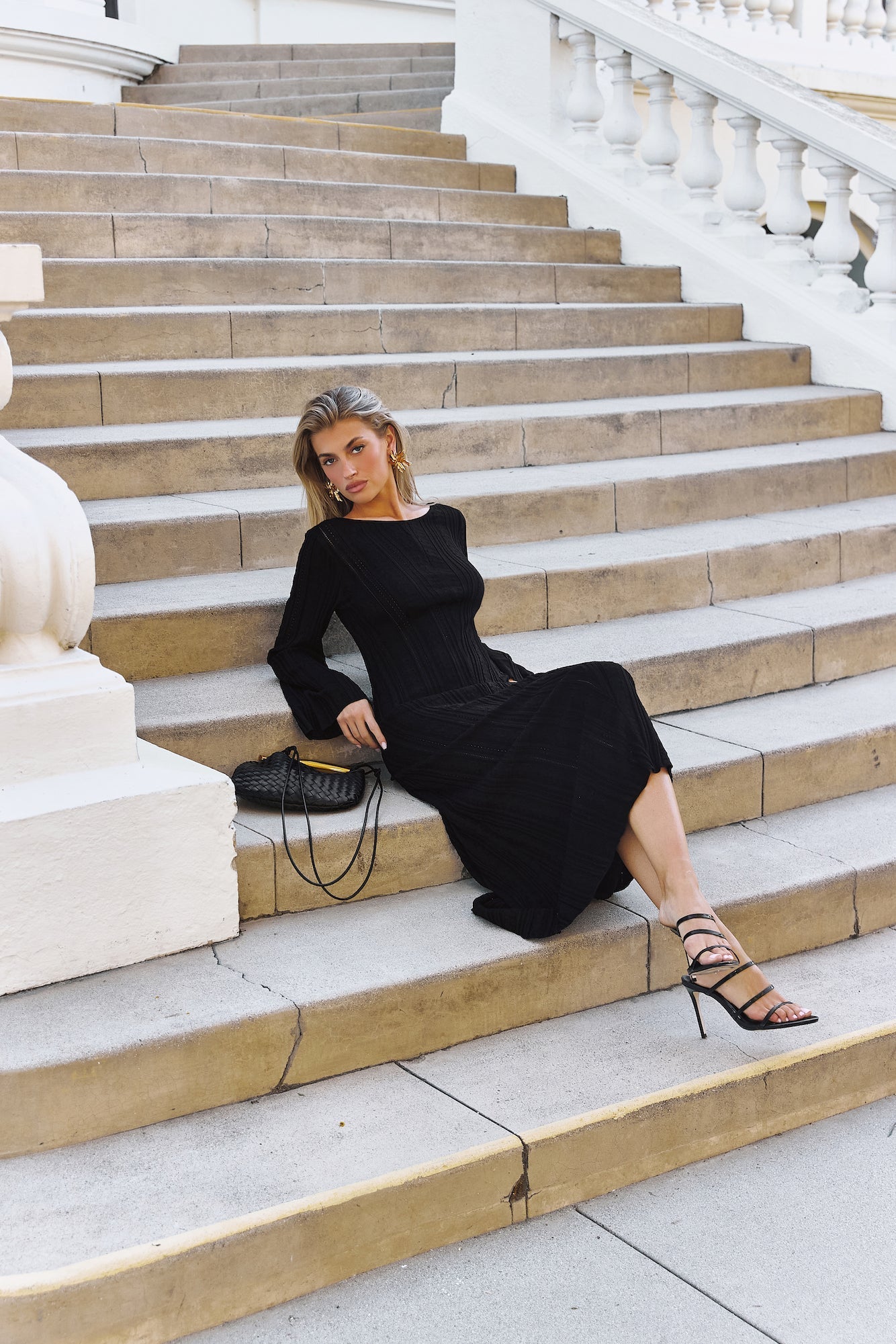 Love On Holidays Long Sleeve Maxi Dress Black