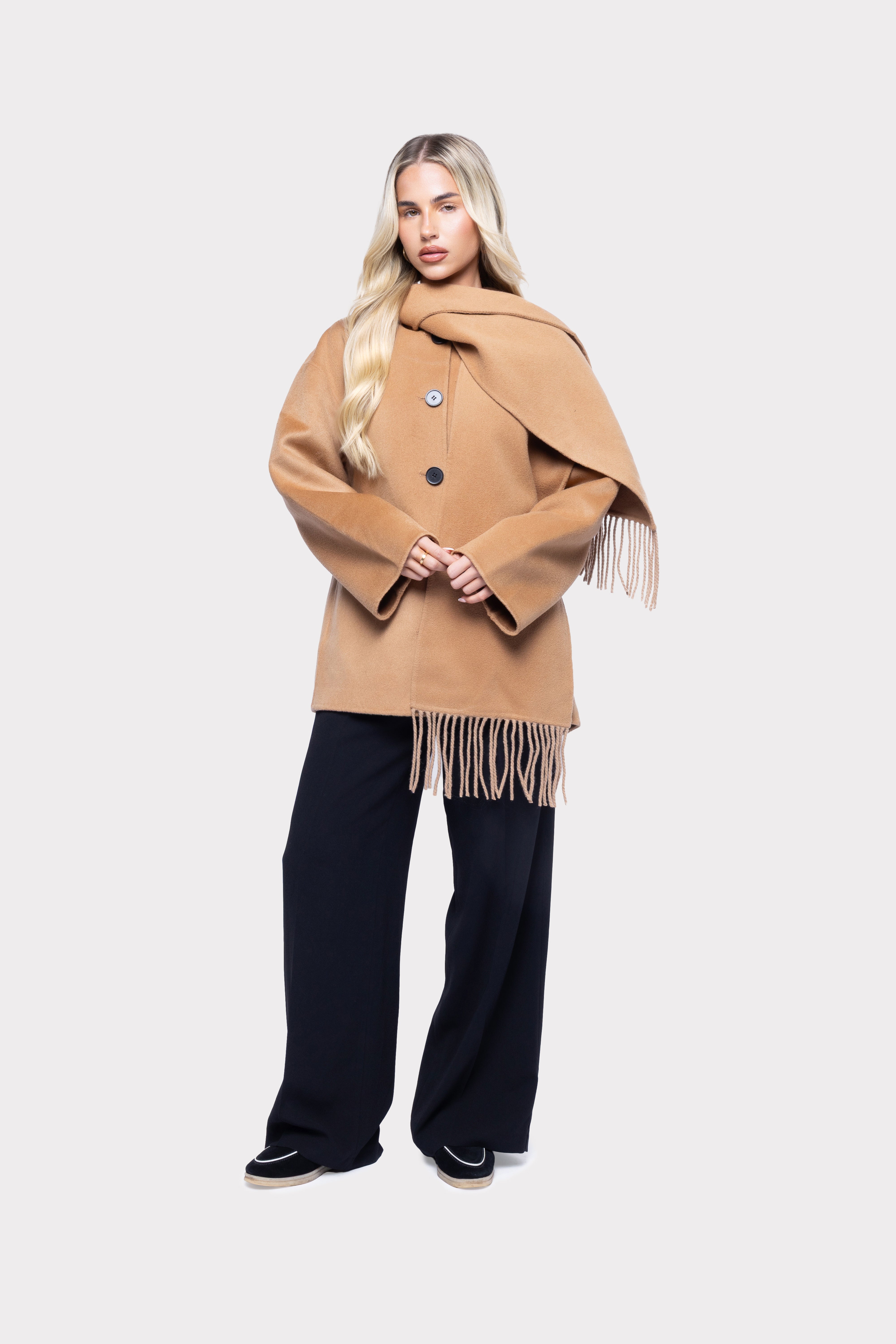 Siena Wool Coat with Scarf Detail