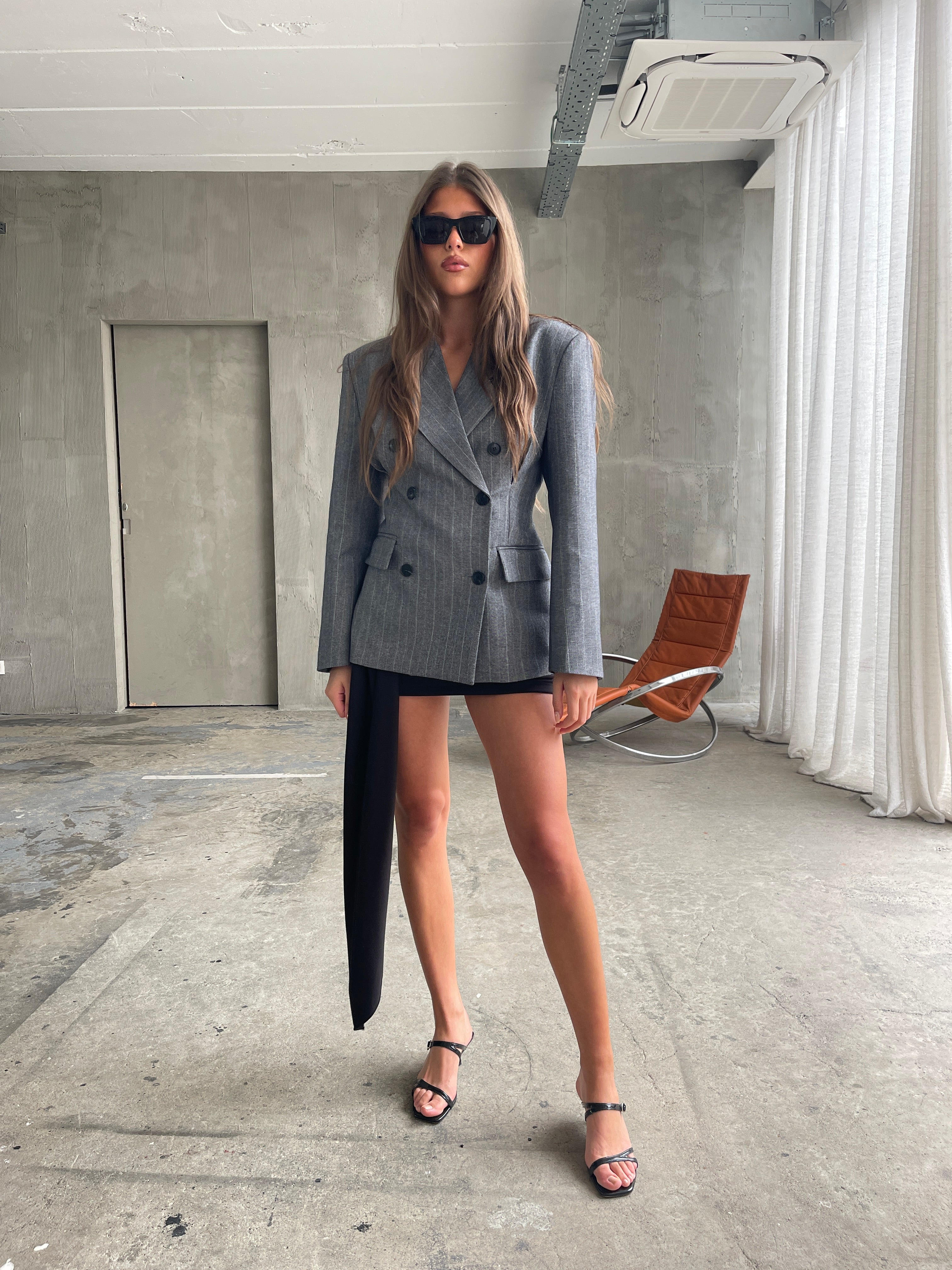 Draped Belted Mini Skirt Black