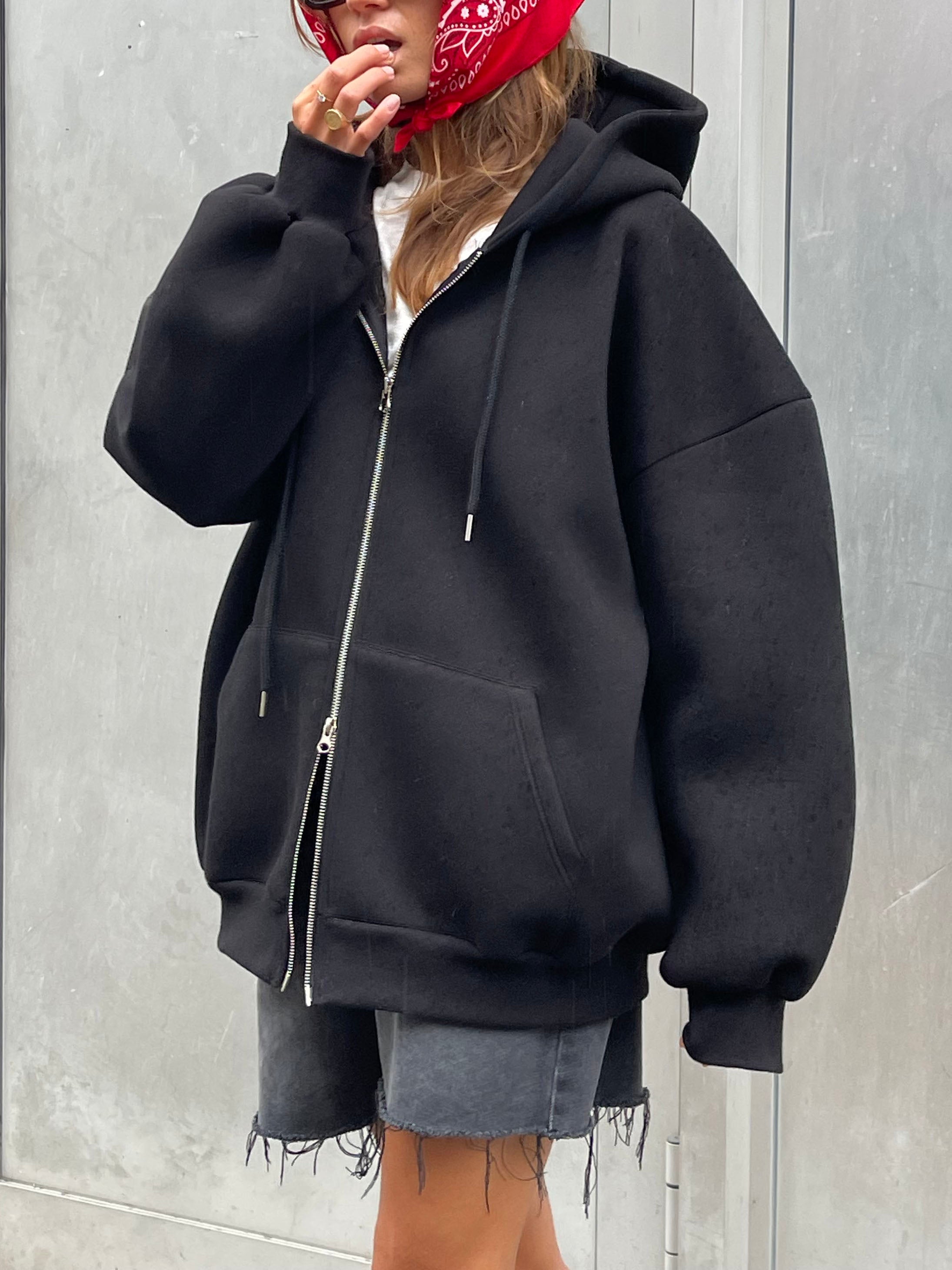 Oversized Hooded Vest Black