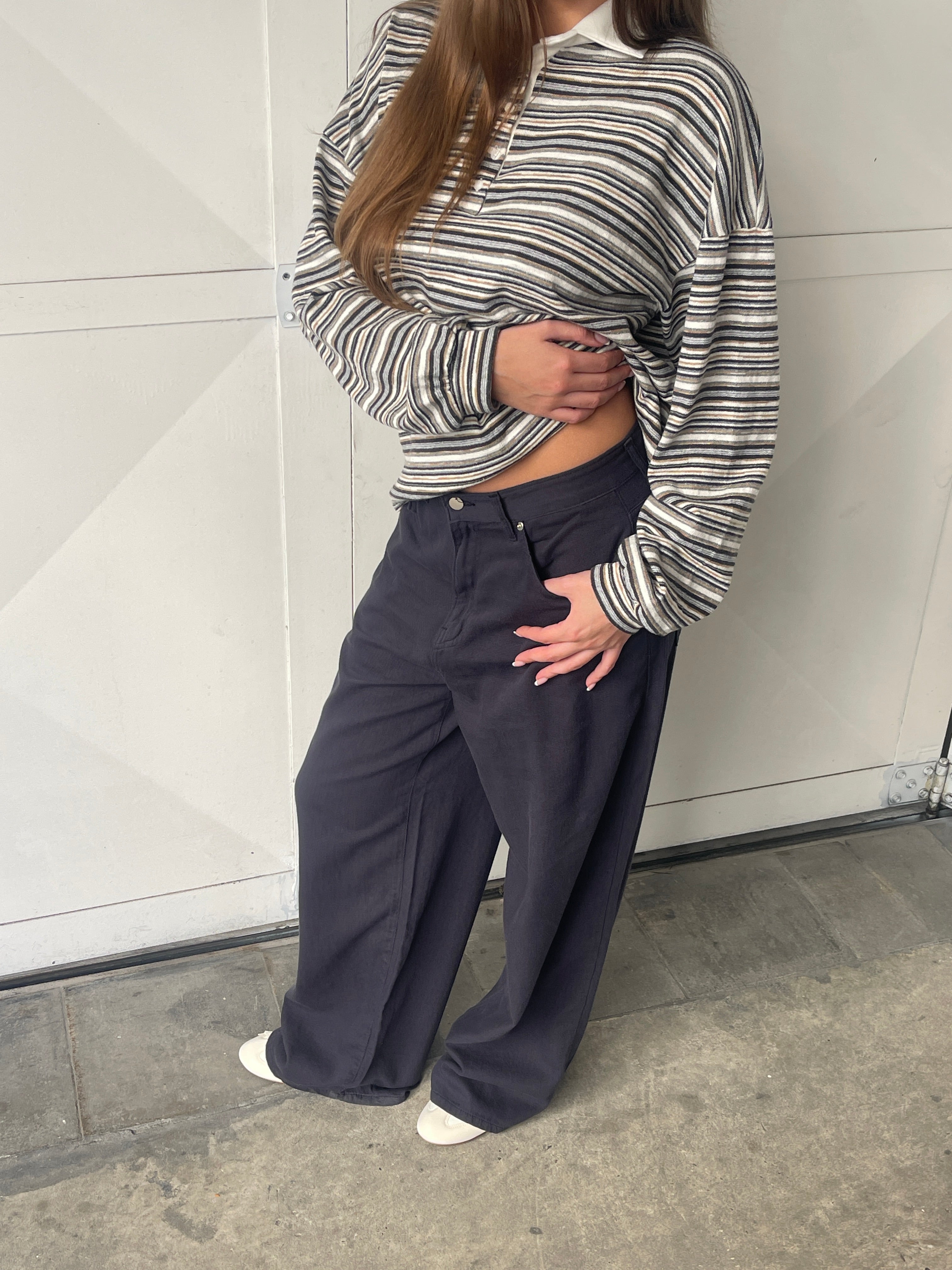 Baggy Wide Leg Pants Navy