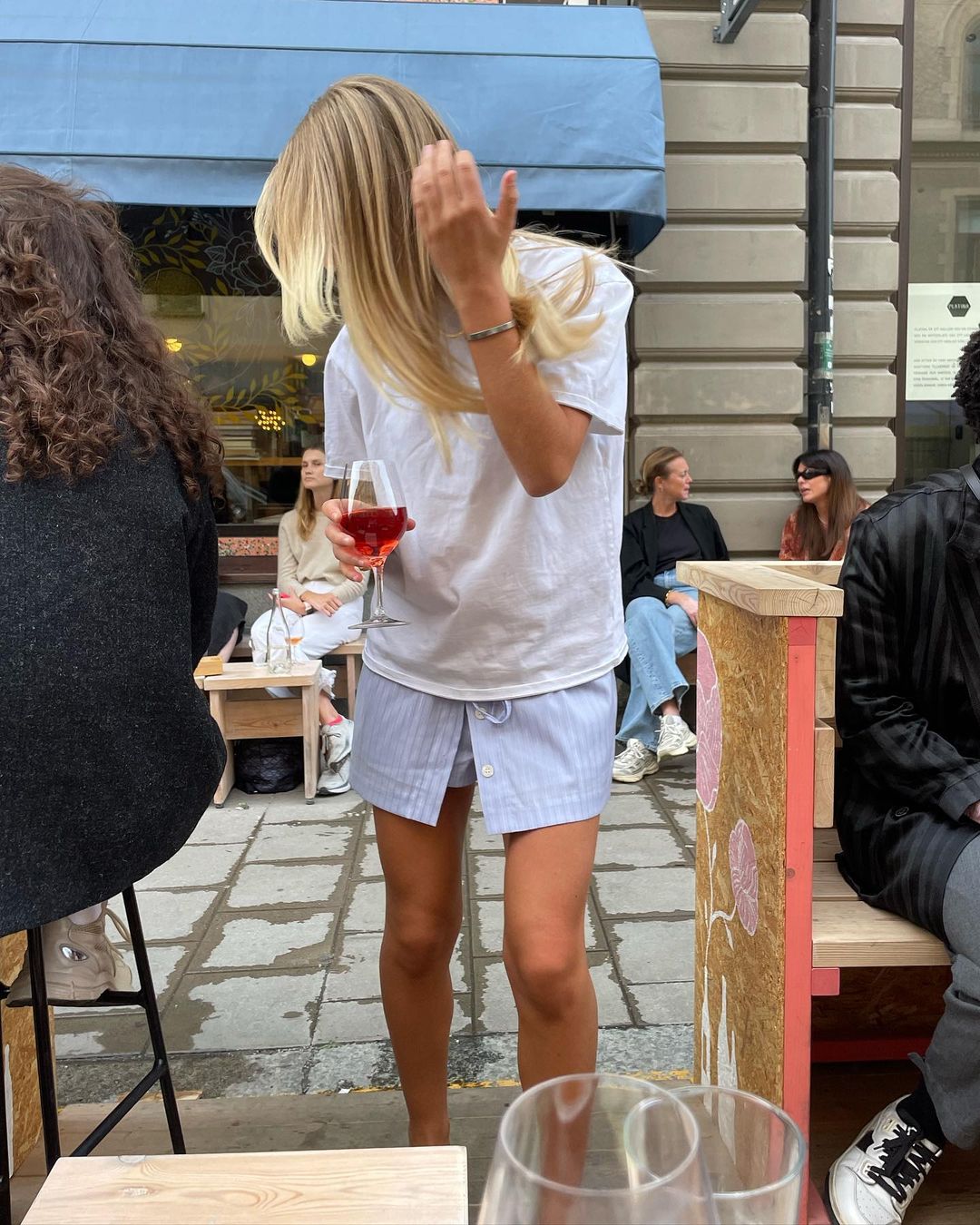 Buttoned Striped Shorts Skirt