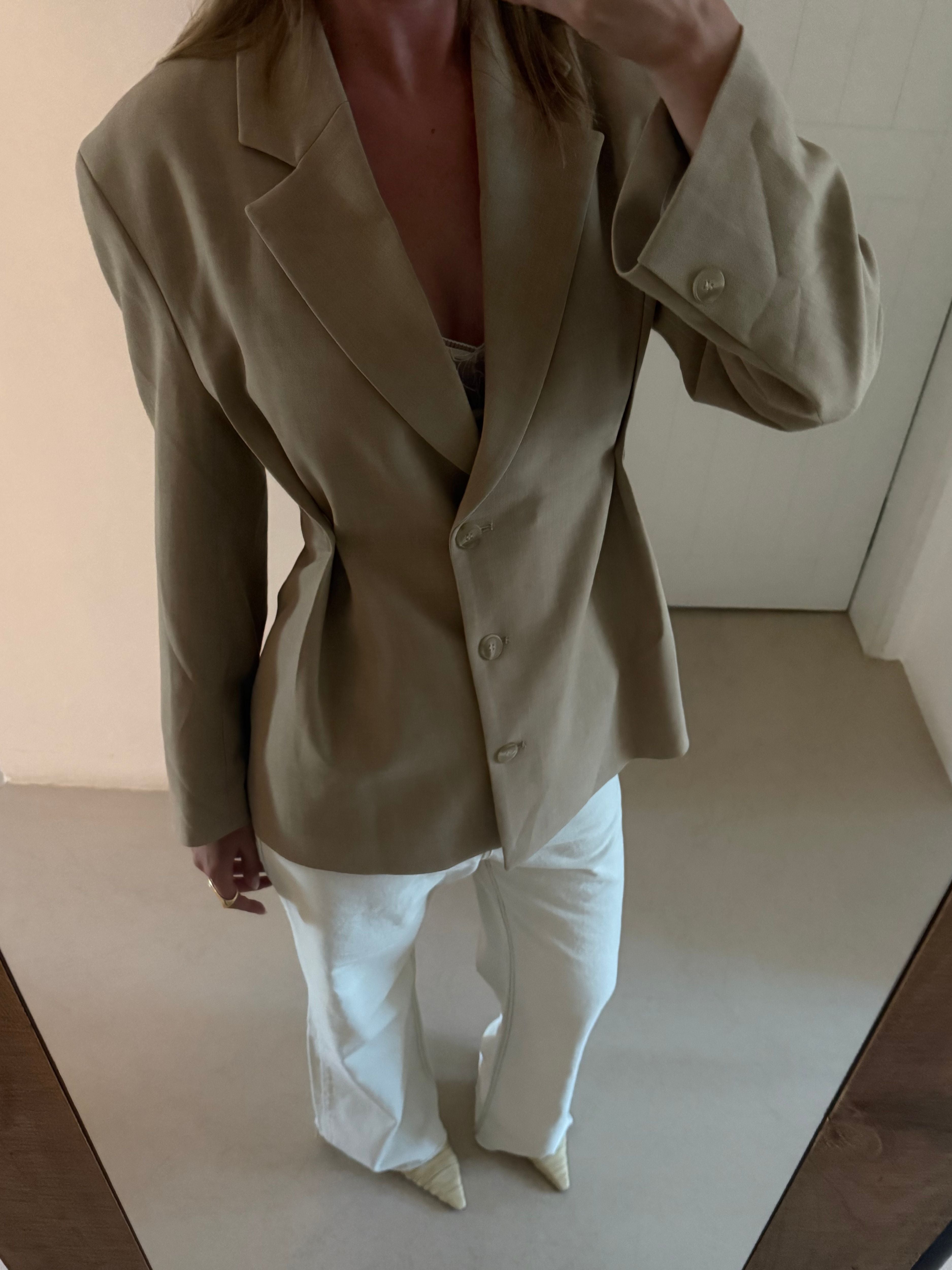 Cinched Waist Blazer Sand