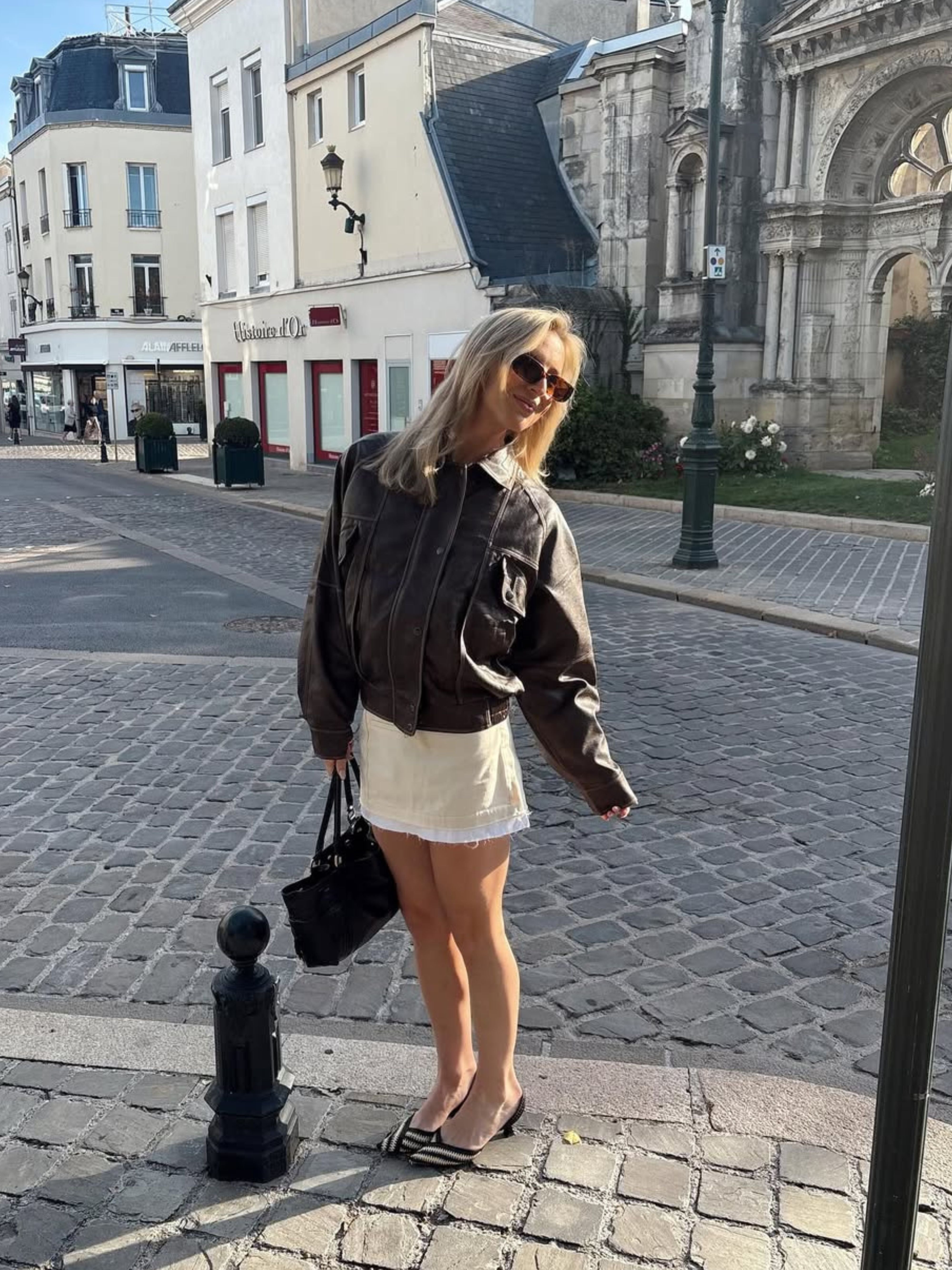 Contrast Stitch Buttoned Jacket Brown