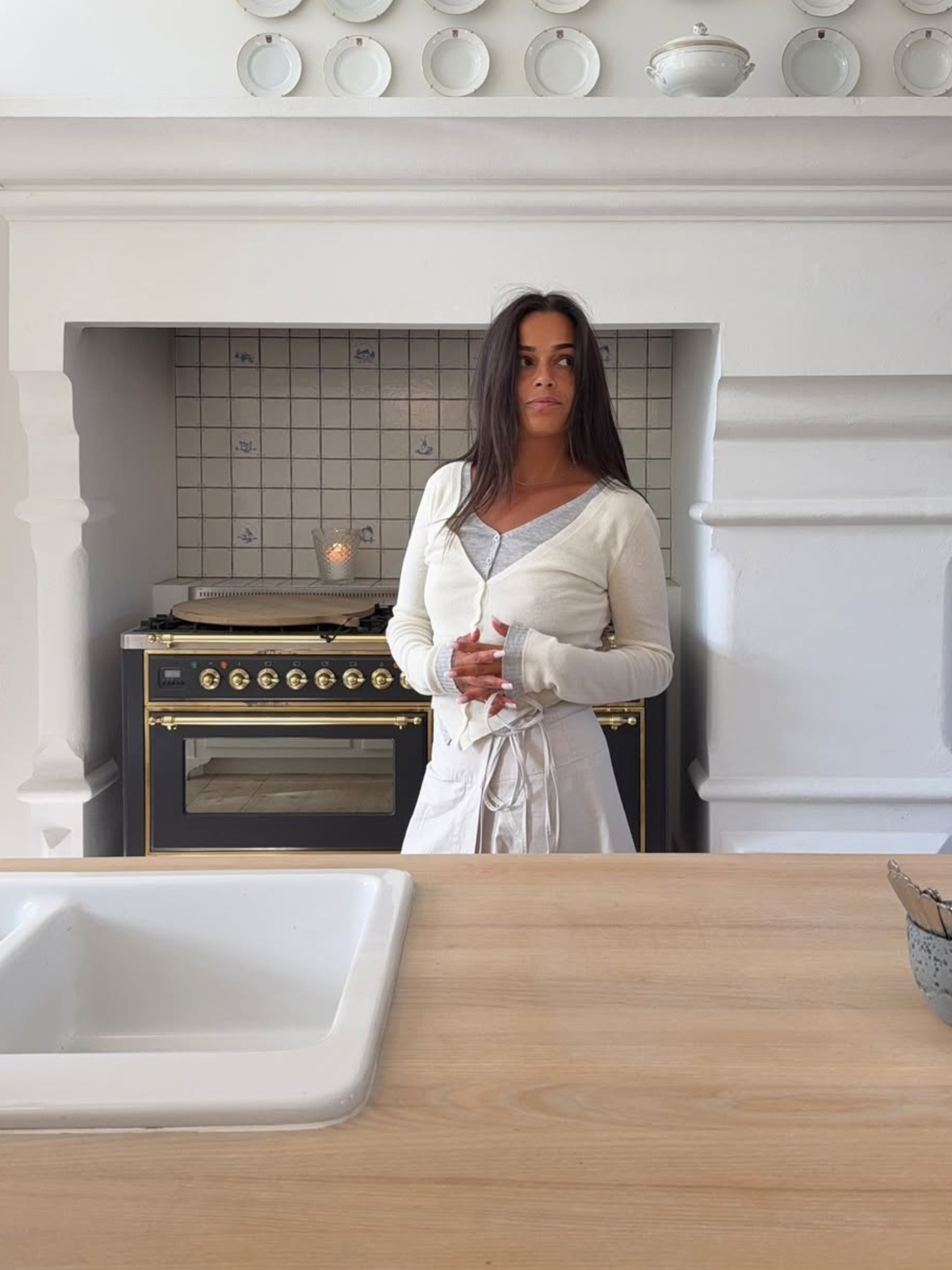 Double Layered Cardigan Grey Off White