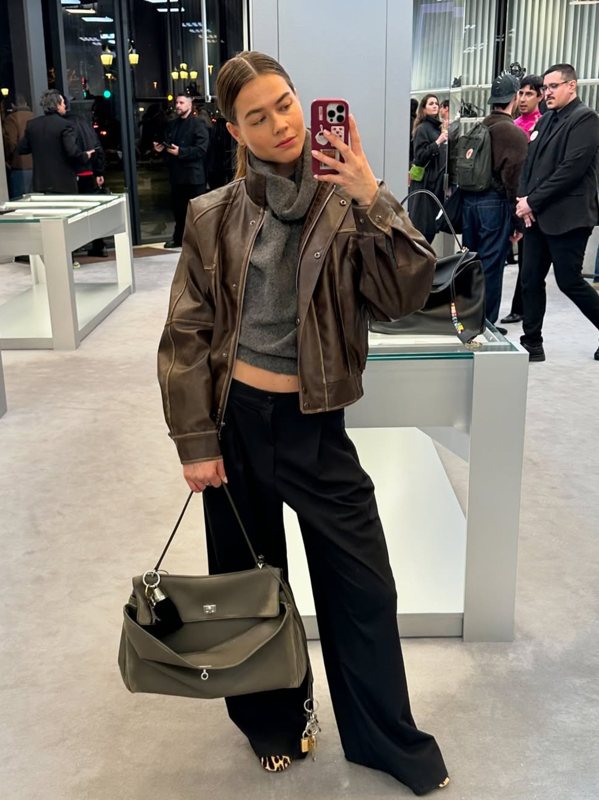 Contrast Stitch Buttoned Jacket Brown