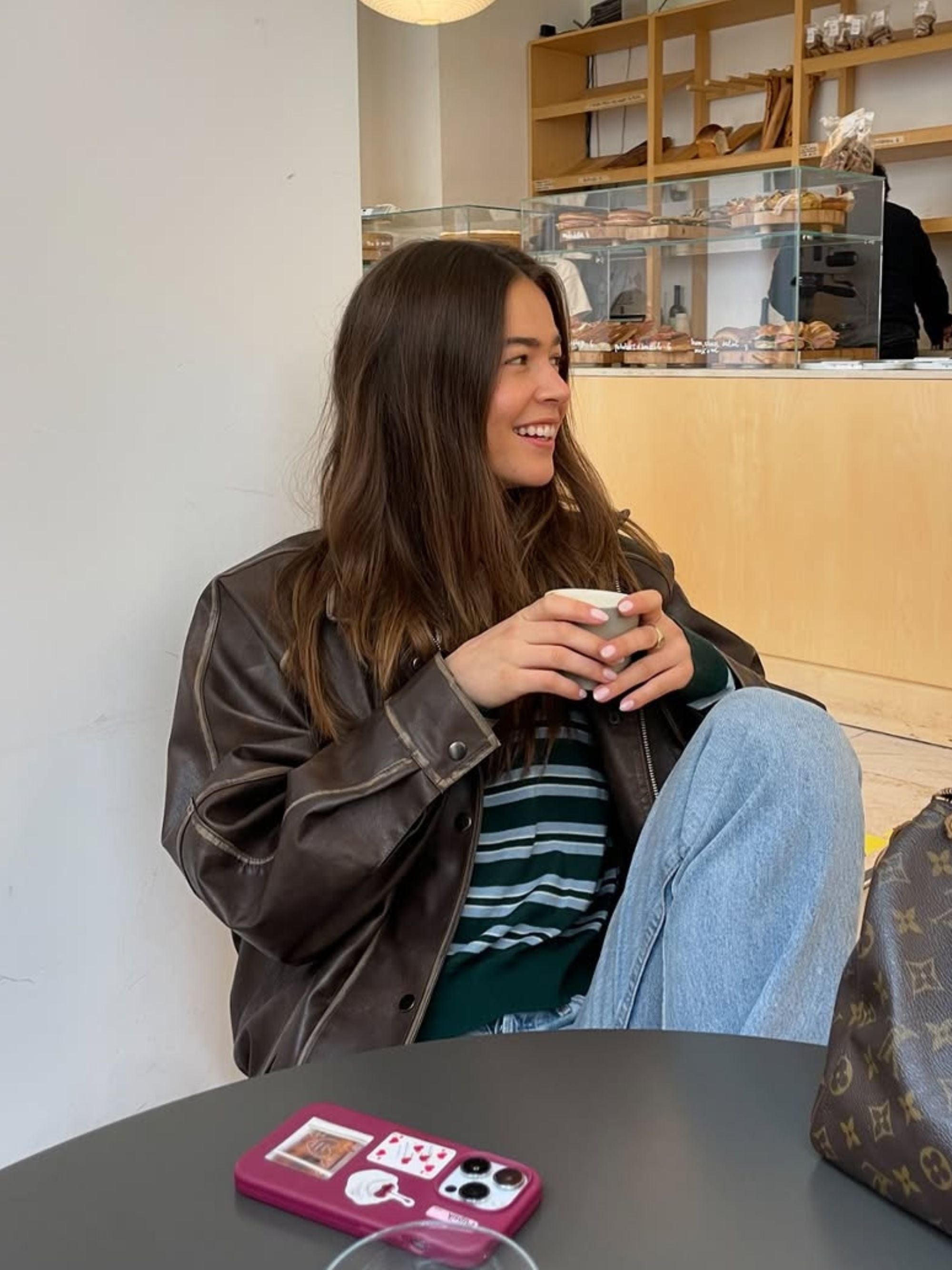 Contrast Stitch Buttoned Jacket Brown