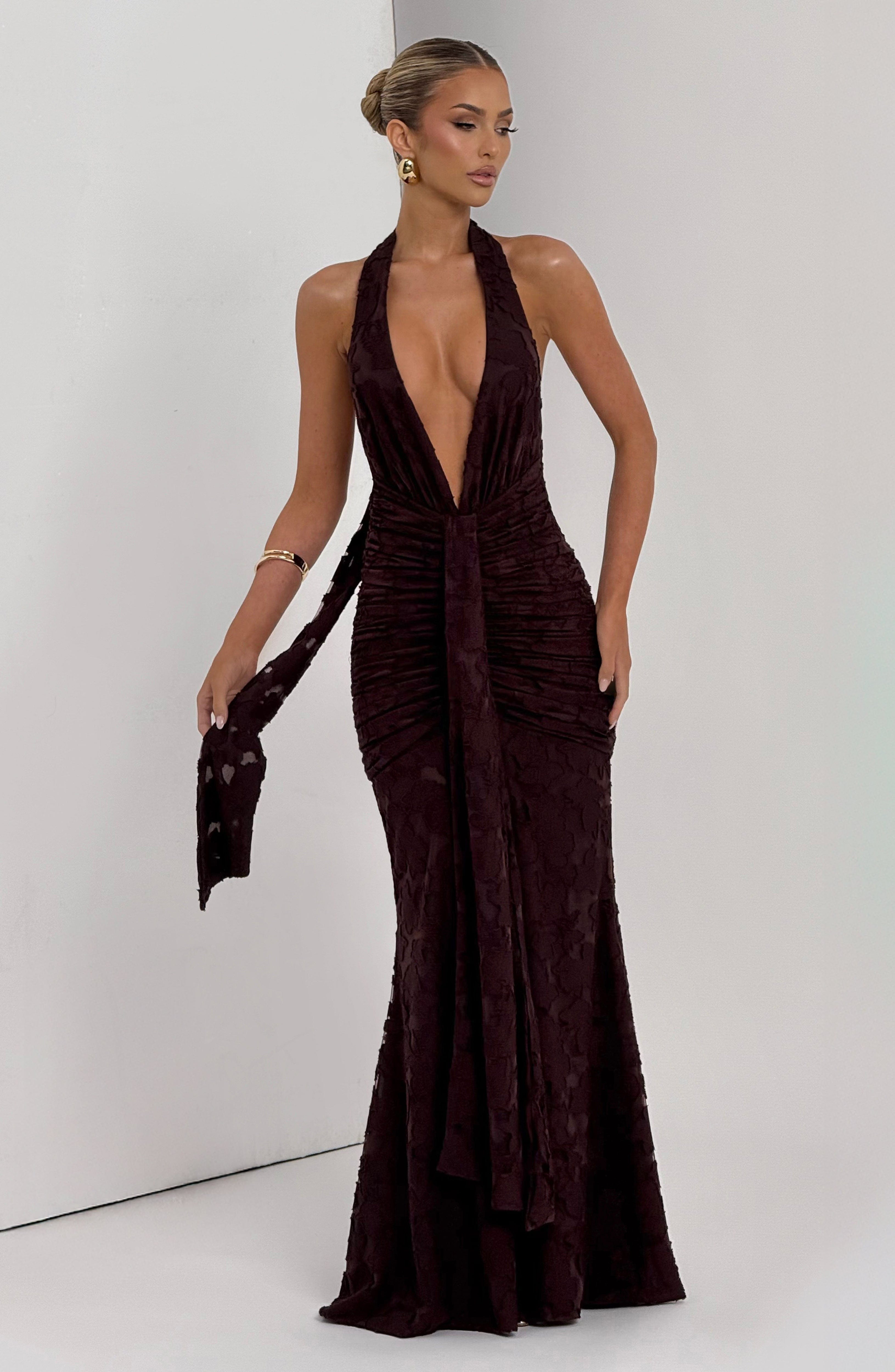 Guinevere Maxi Dress - Plum Brown