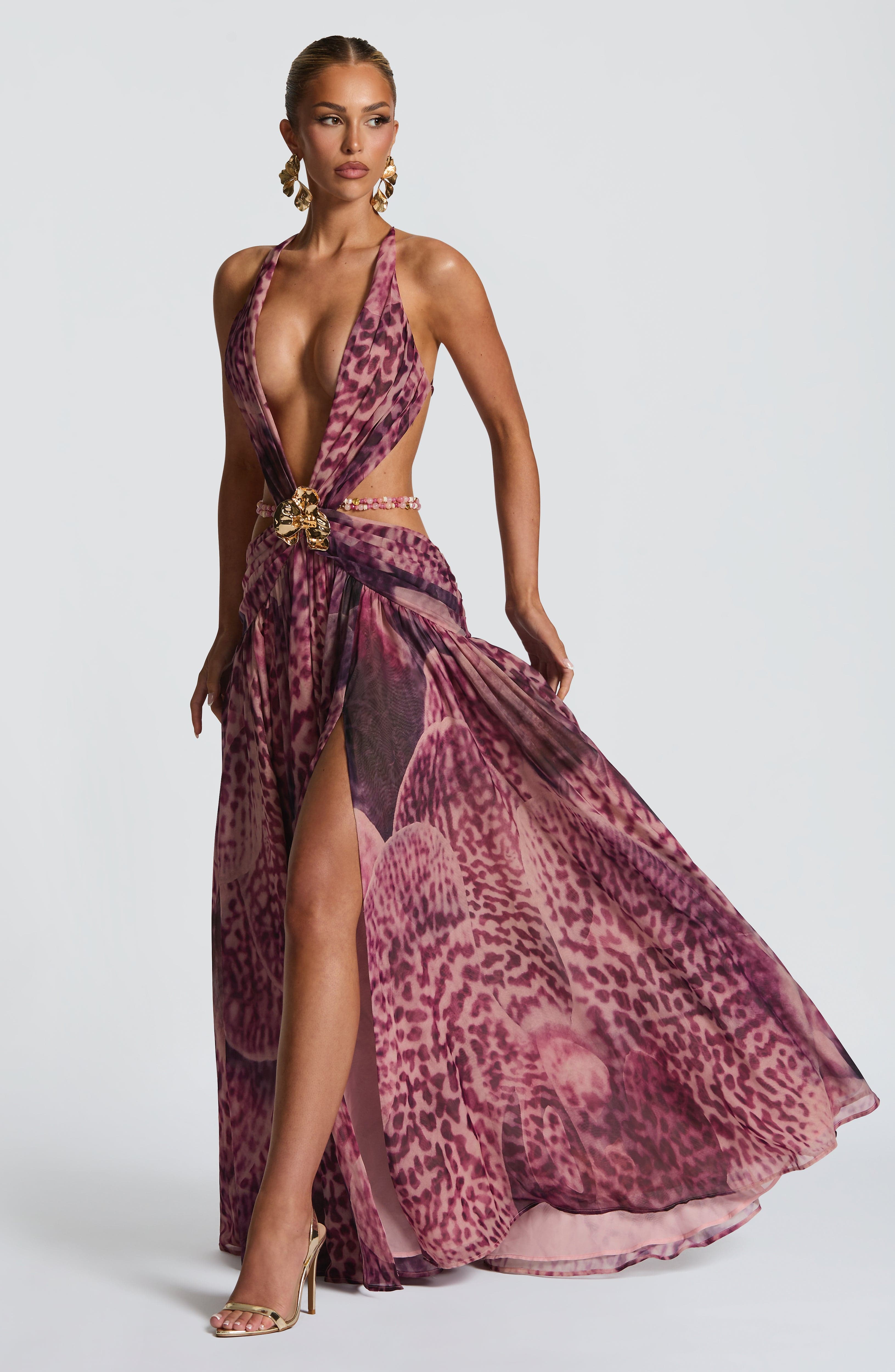 Indianna Maxi Dress - Magenta Orchid Print